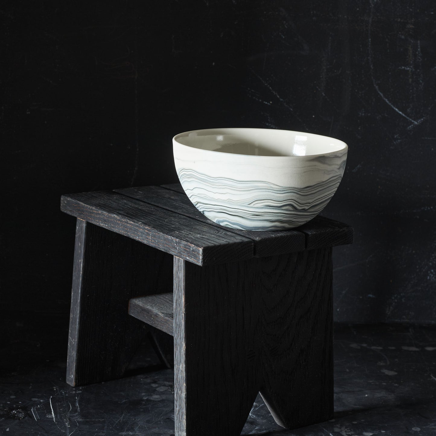 Handmade Marbled Porcelain Serving Bowls by Andrew Molleur