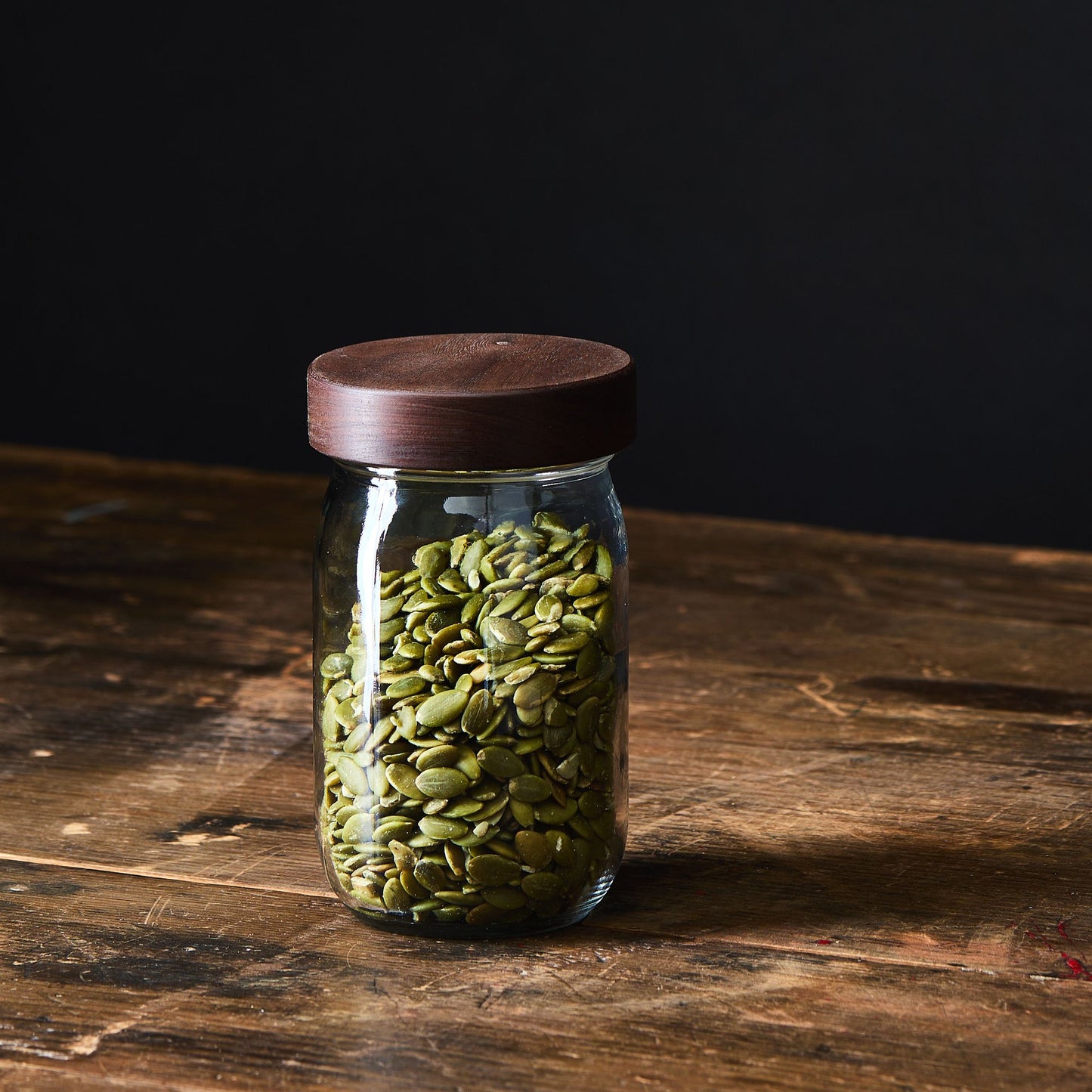 Glass Jars With Hand-Turned Walnut Wooden Lids