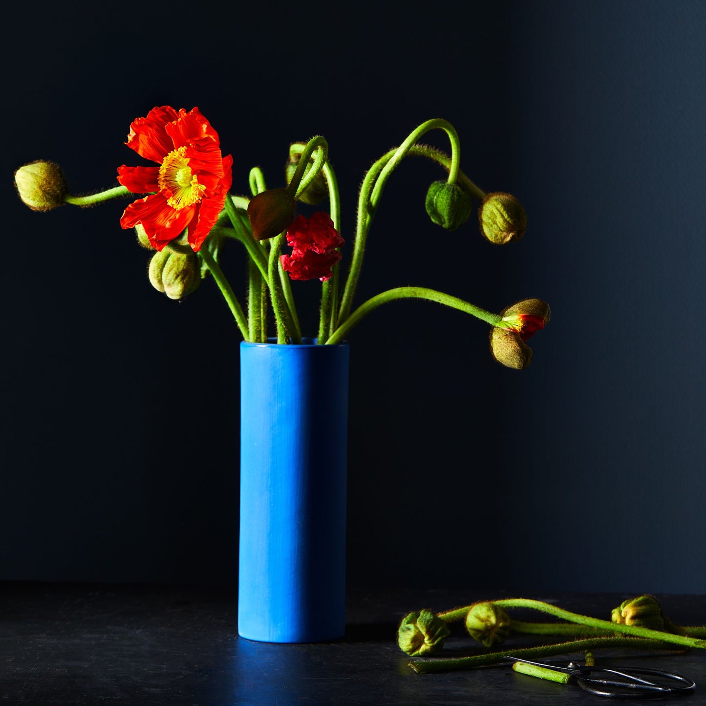 Handmade Blue Porcelain Cylinder Vase by Andrew Molleur