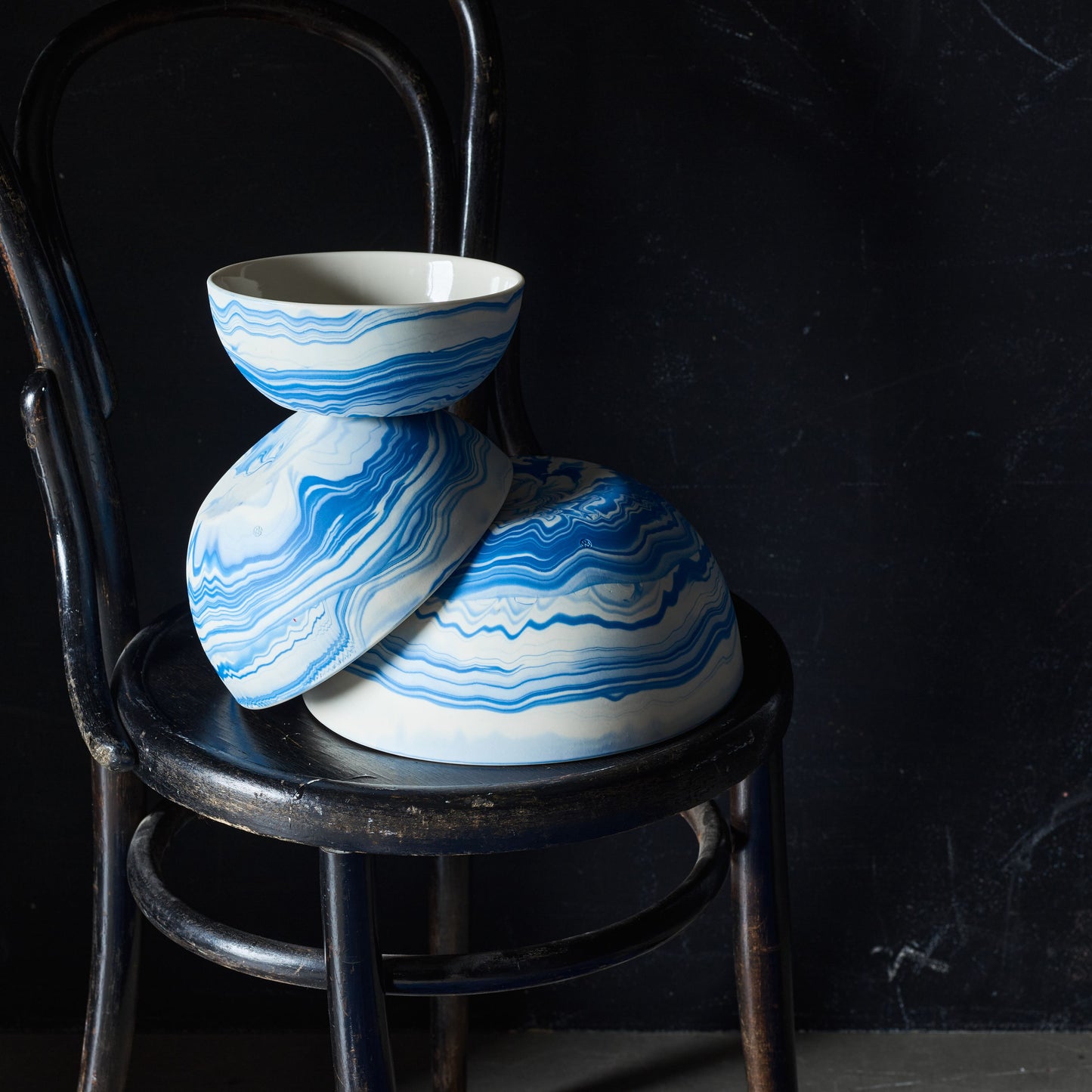 Handmade Marbled Porcelain Serving Bowls by Andrew Molleur