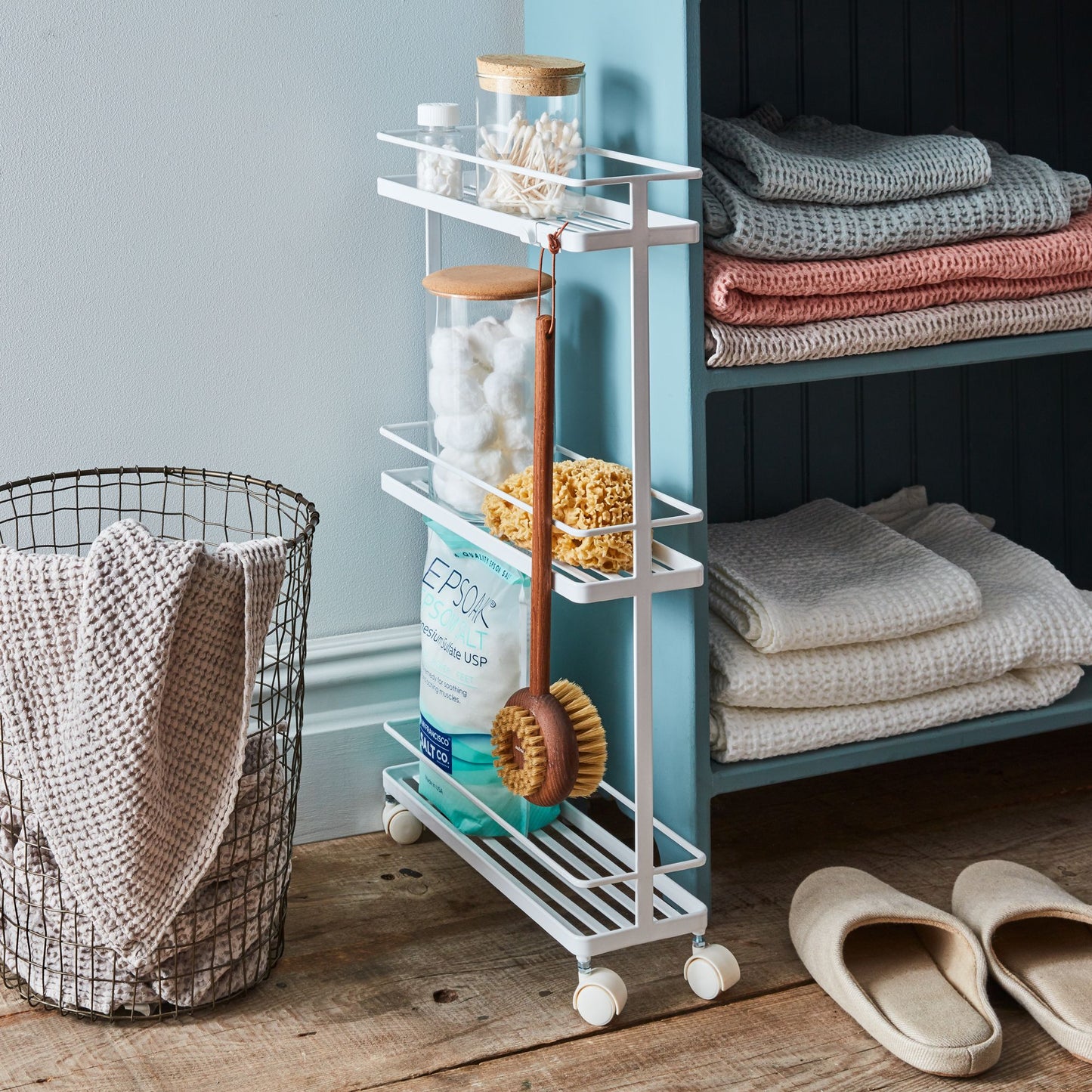 Fit-Anywhere Steel Narrow Rolling Storage Cart