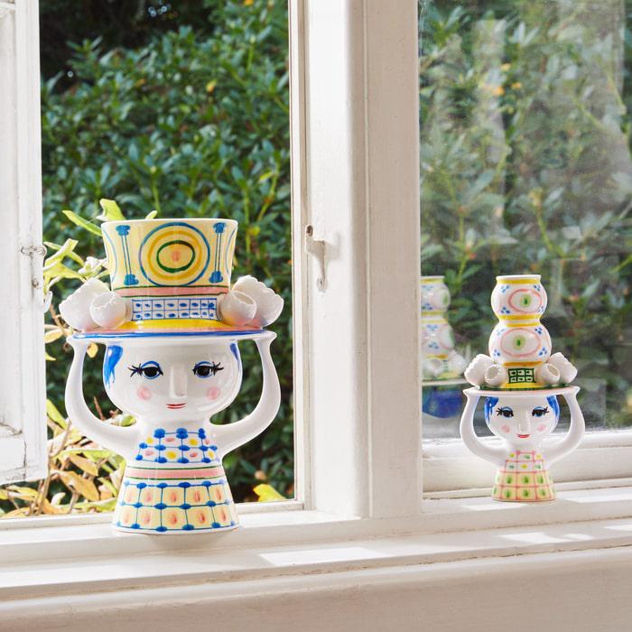 Bjørn Wiinblad Lady with Hat Candle Holder, Yellow