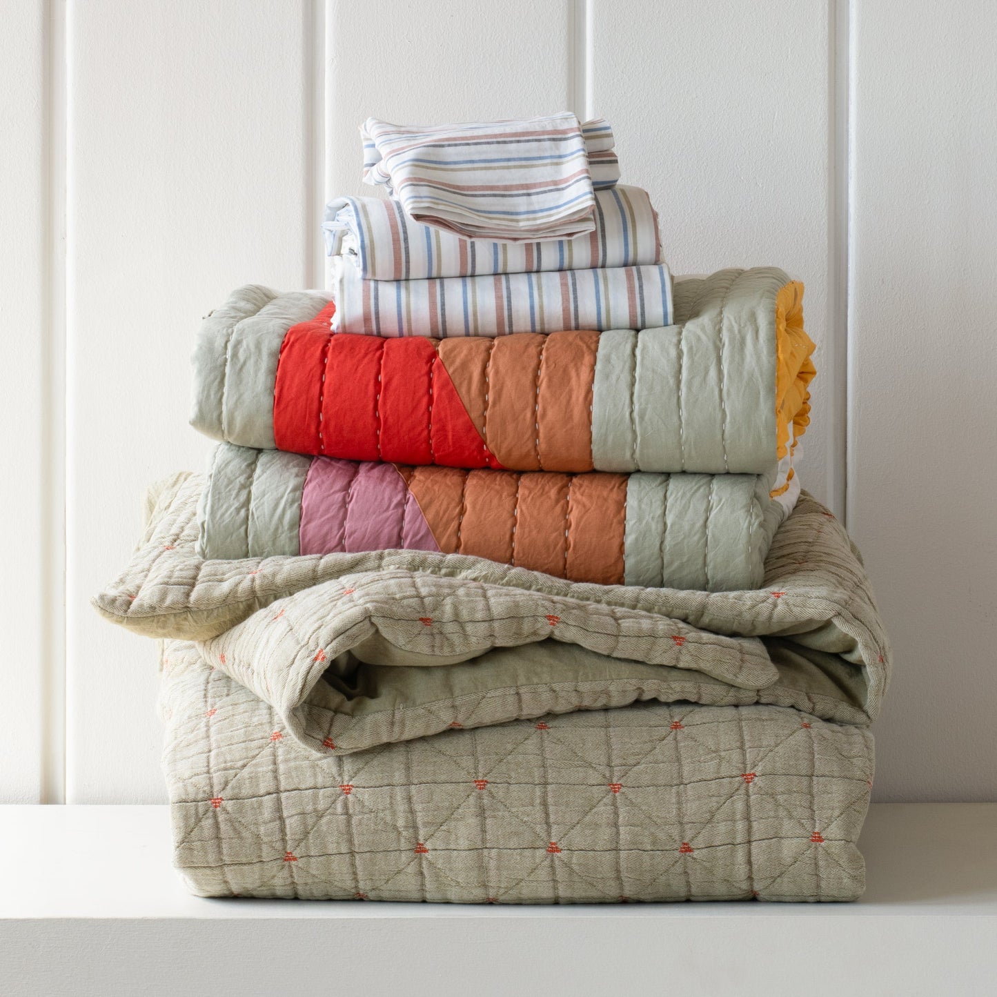 Modern Rooftops Pieced Cotton Quilt