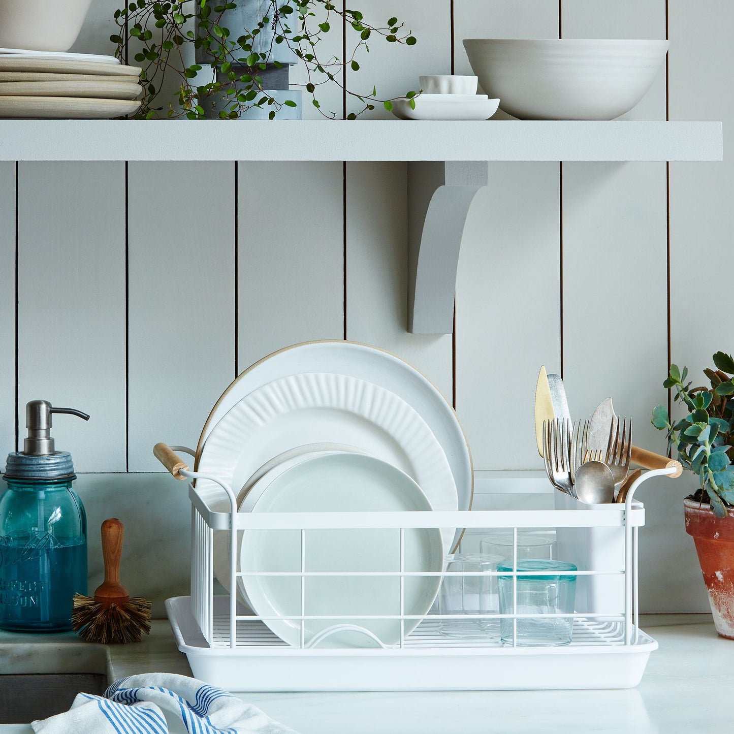 Wood-Handled Dish Rack