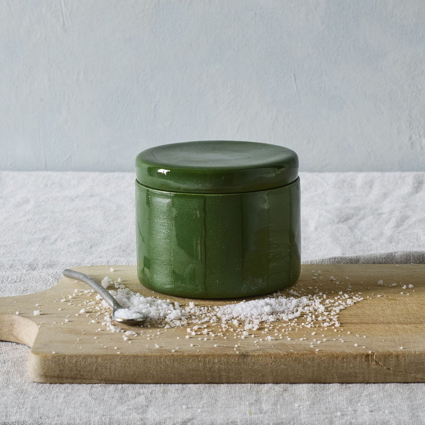 Handmade Ceramic Salt Cellar With Glazed Stripes by Elizabeth Benotti