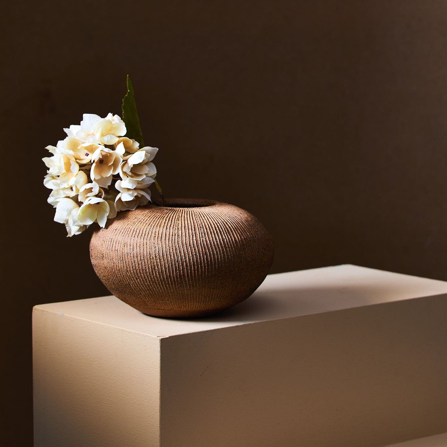 Handmade Ribbed Stoneware Vase by SOMBRA