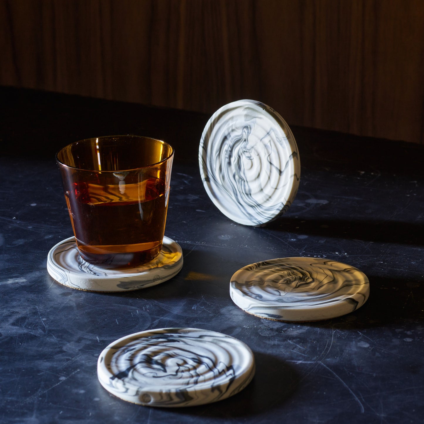 Handmade Marbled Porcelain Coasters, Set of 4 by Andrew Molleur