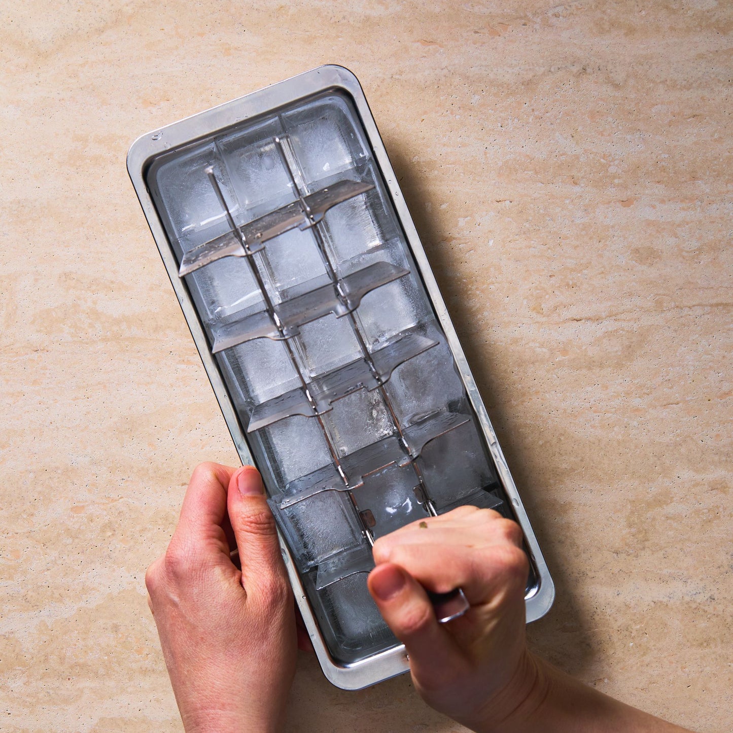 Stainless-Steel Ice Cube Trays, Set of 2