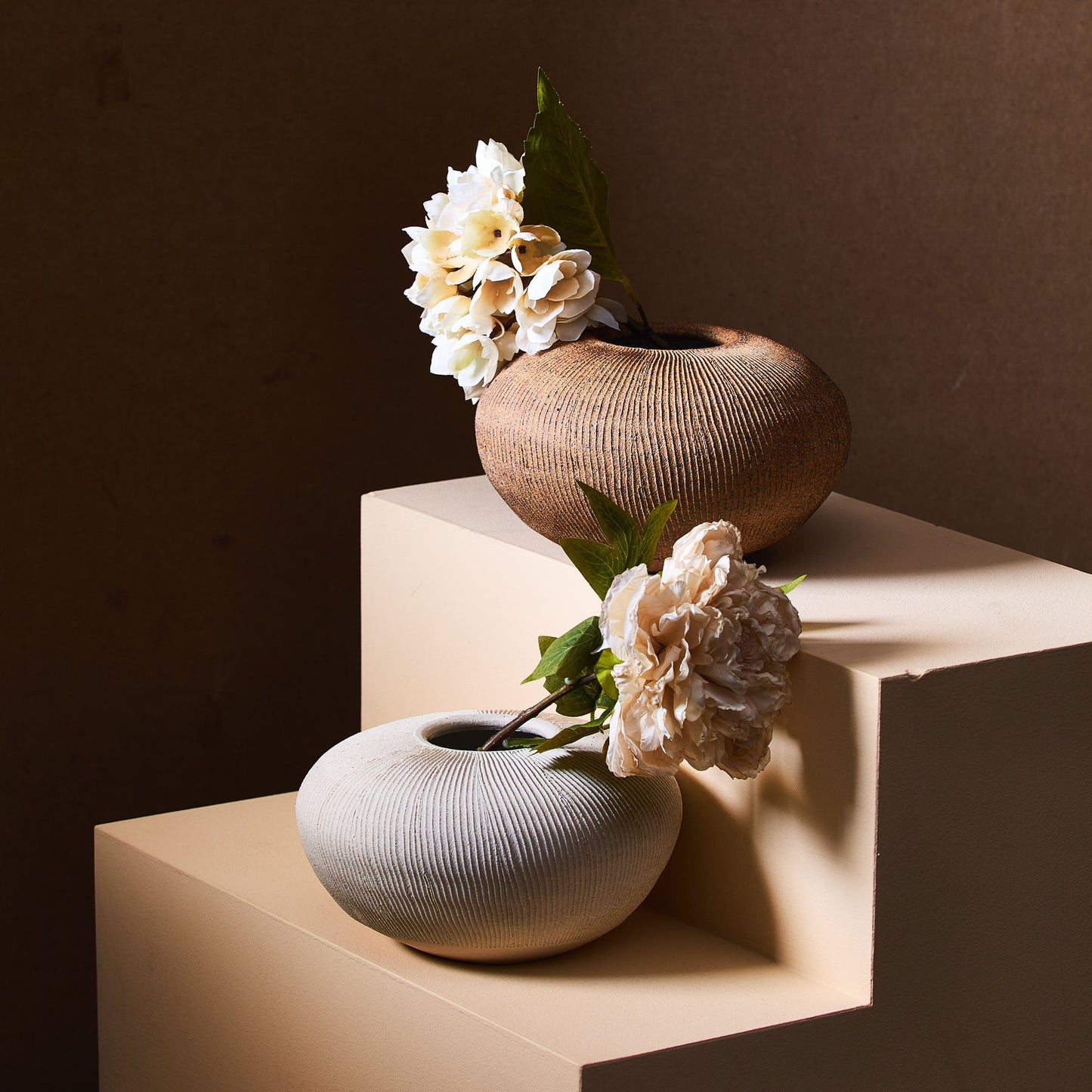 Handmade Ribbed Stoneware Vase by SOMBRA