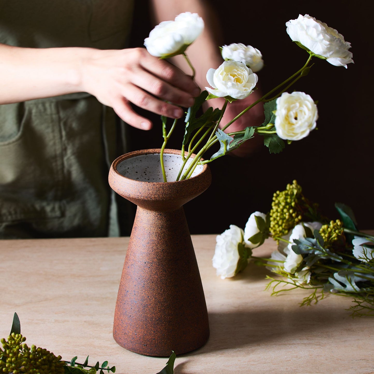 Handmade Tall Stoneware Vase by SOMBRA