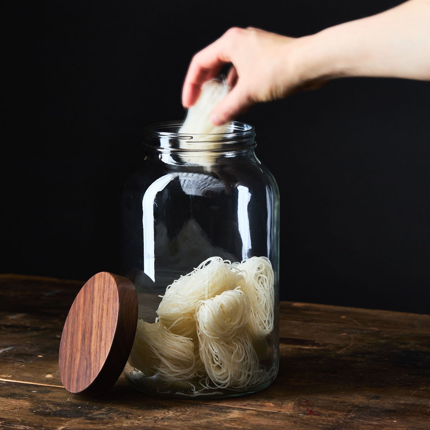 Glass Jars With Hand-Turned Walnut Wooden Lids
