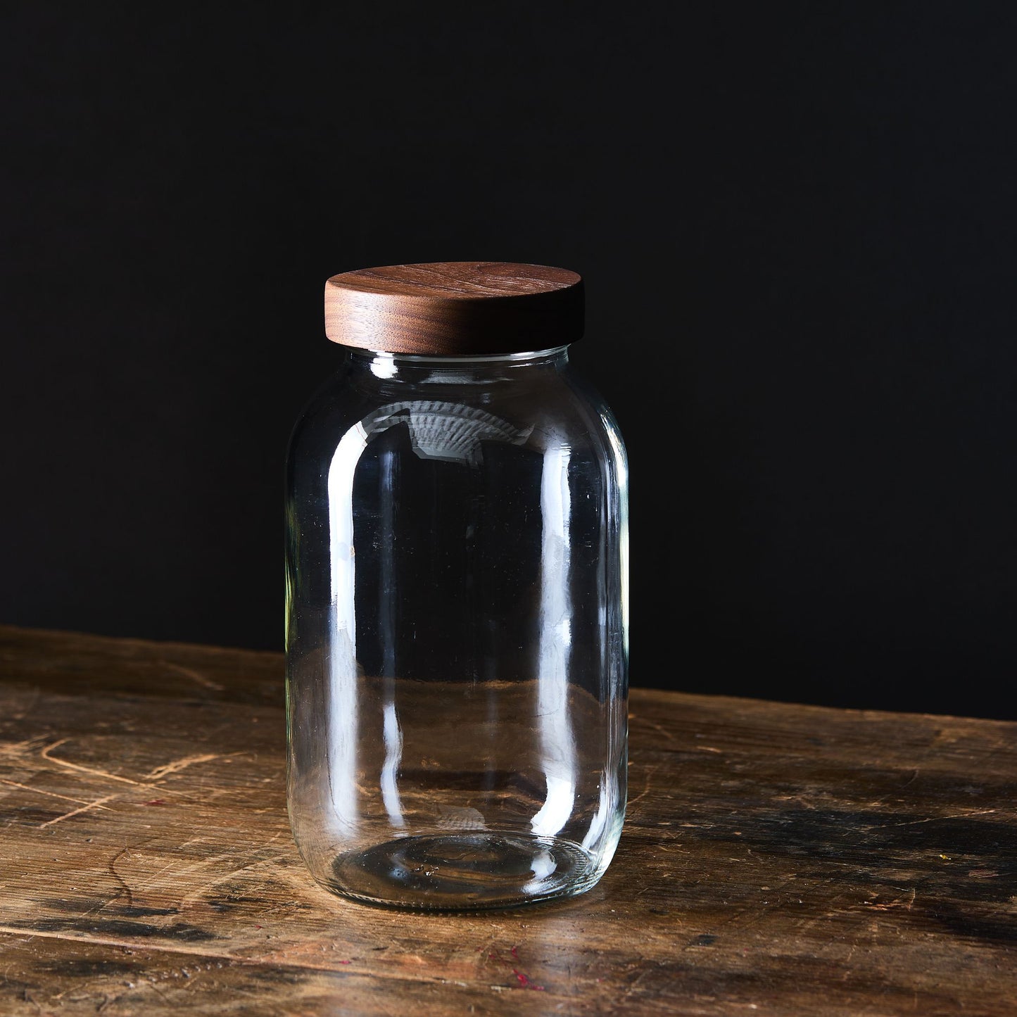 Glass Jars With Hand-Turned Walnut Wooden Lids