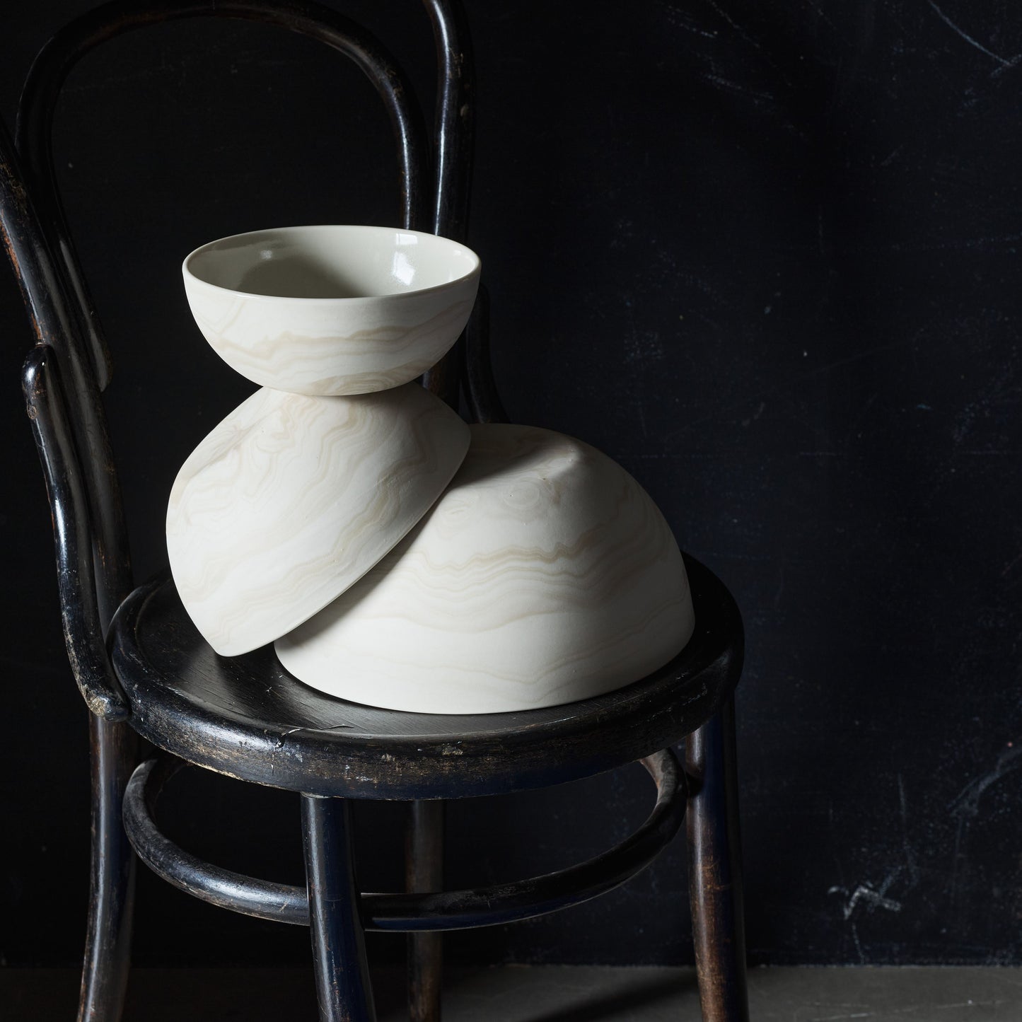 Handmade Marbled Porcelain Serving Bowls by Andrew Molleur