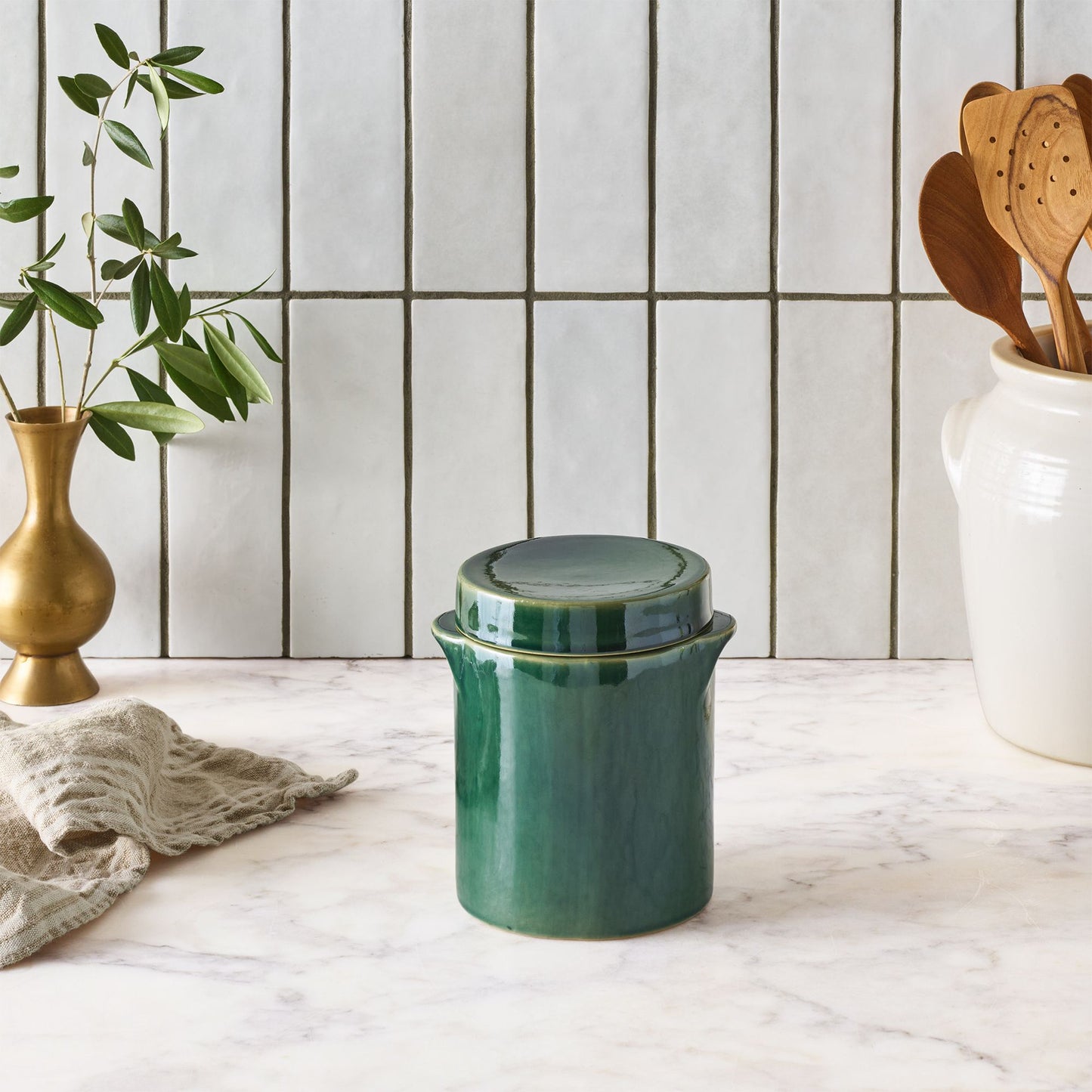 French Ceramic Covered Jar