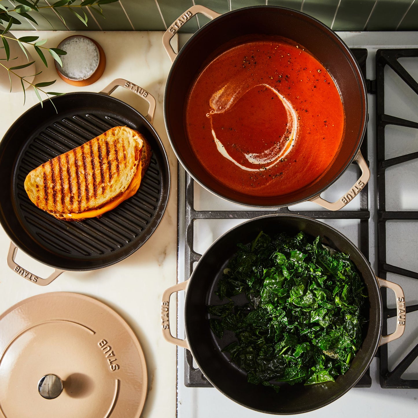 Staub Stackable 4-in-1 Cast-Iron Cookware Set