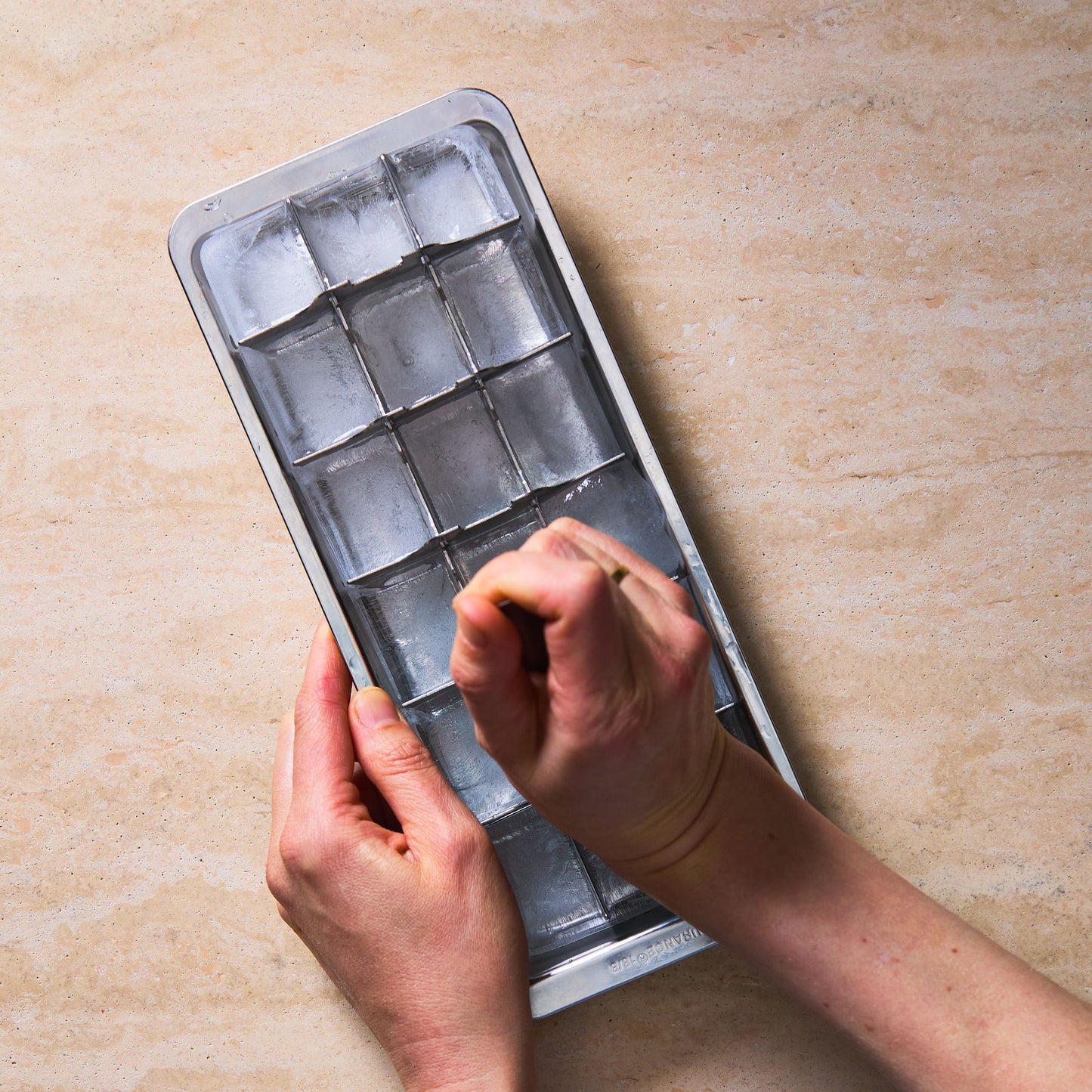 Stainless-Steel Ice Cube Trays, Set of 2