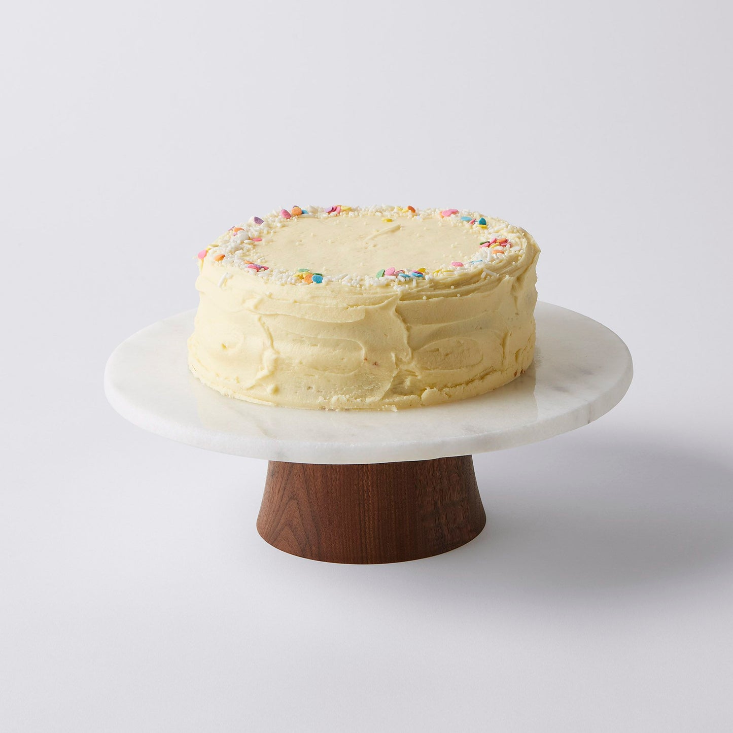 JK Adams Marble & Walnut Wood Rotating Cake Stand