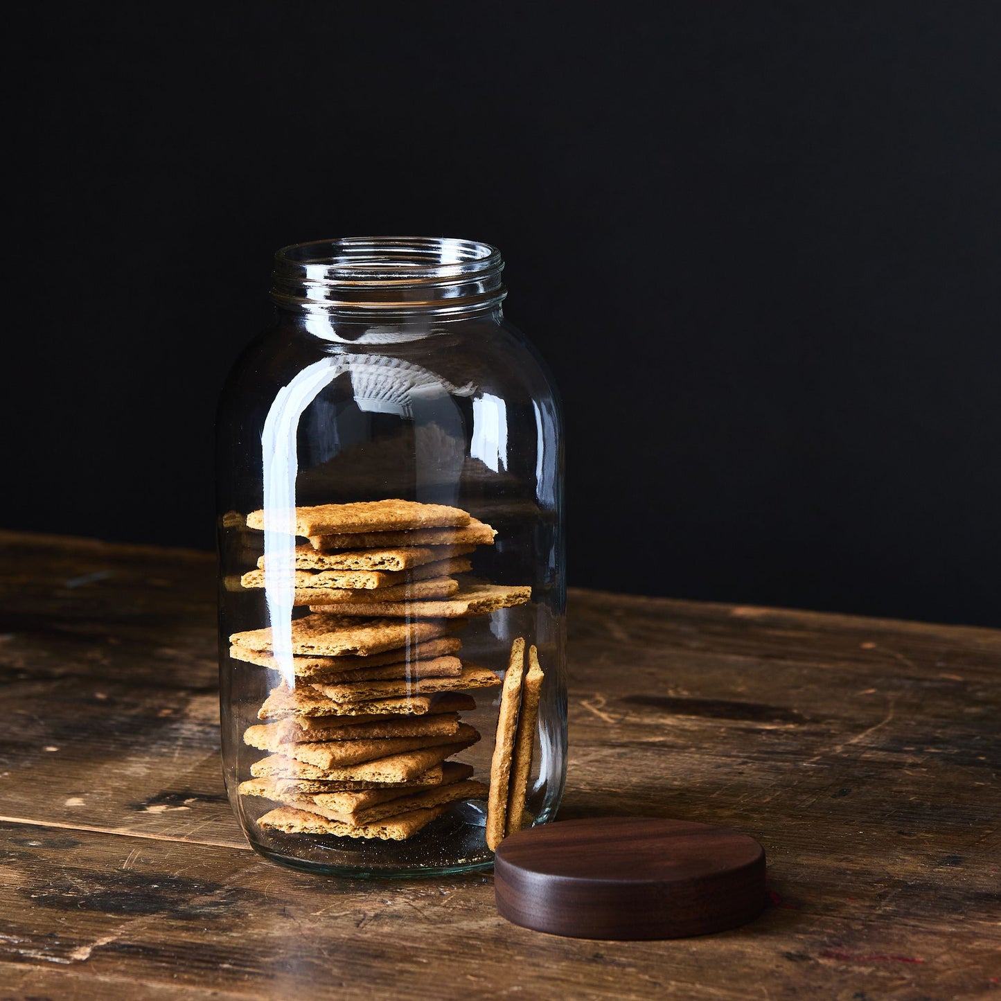 Glass Jars With Hand-Turned Walnut Wooden Lids