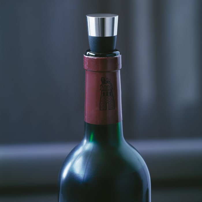 Rosendahl Grand Cru Barware Wine Stopper, Black/Steel, H: 3.5"