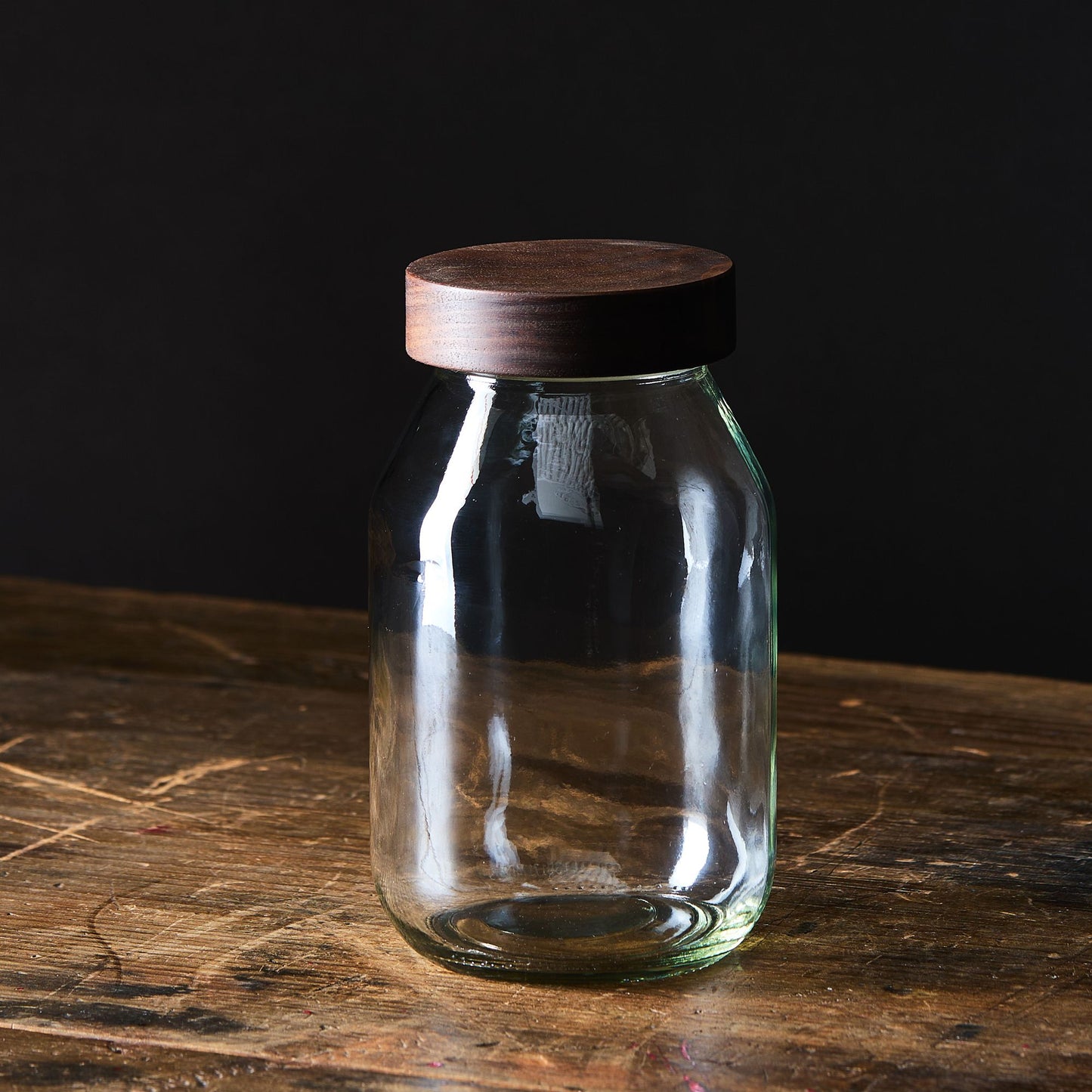 Glass Jars With Hand-Turned Walnut Wooden Lids