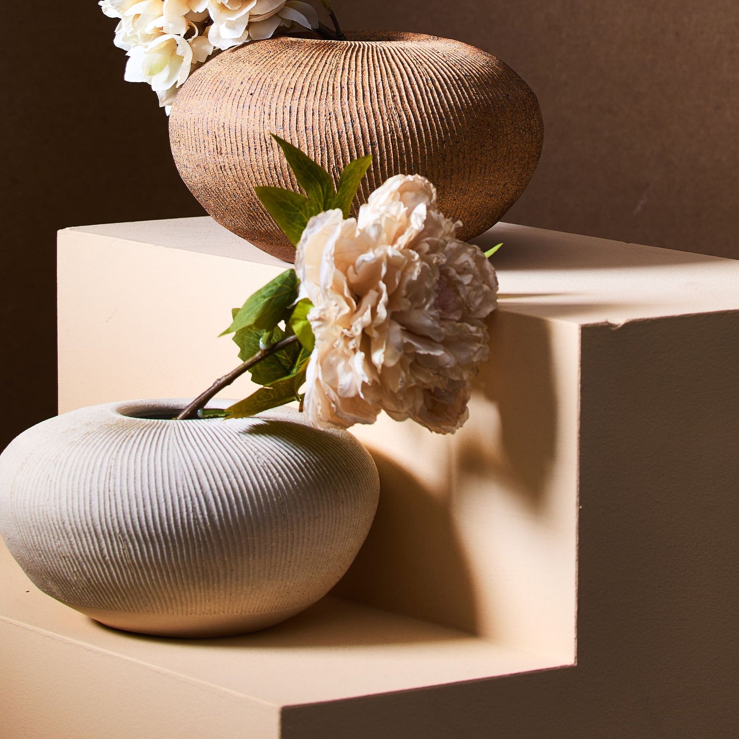 Handmade Ribbed Stoneware Vase by SOMBRA