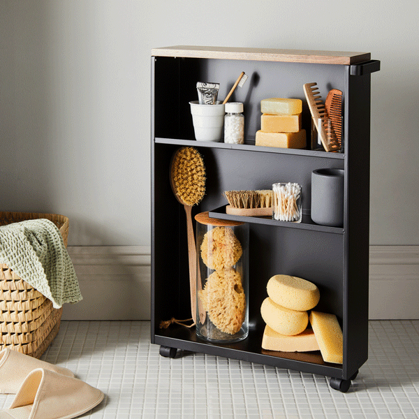 Wood & Steel Narrow Storage Cabinet