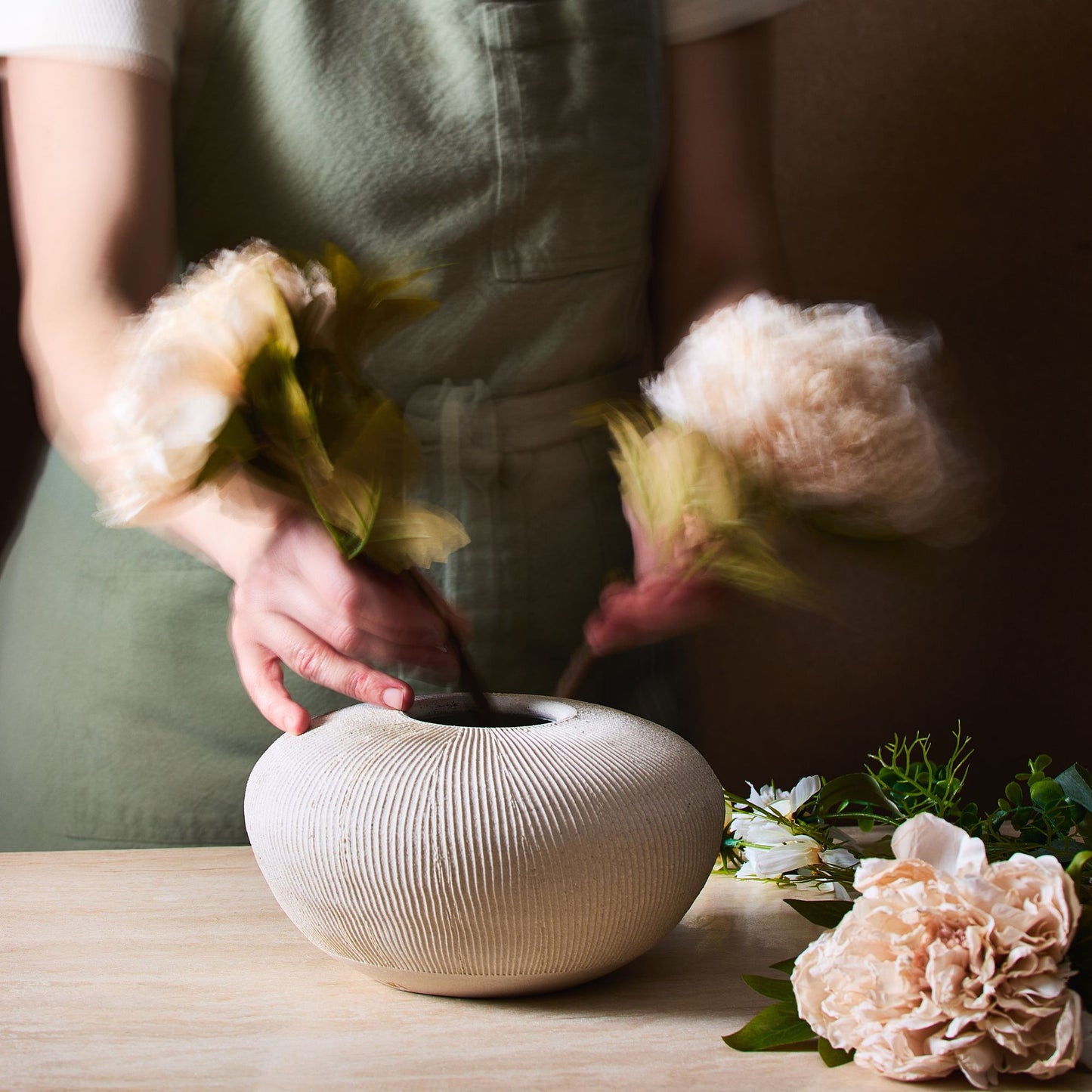 Handmade Ribbed Stoneware Vase by SOMBRA