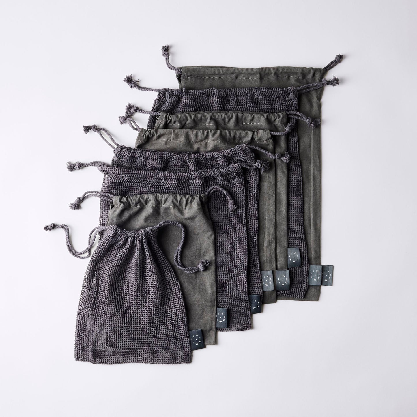 Five Two Organic Cotton Reusable Produce Bags, Set of 8