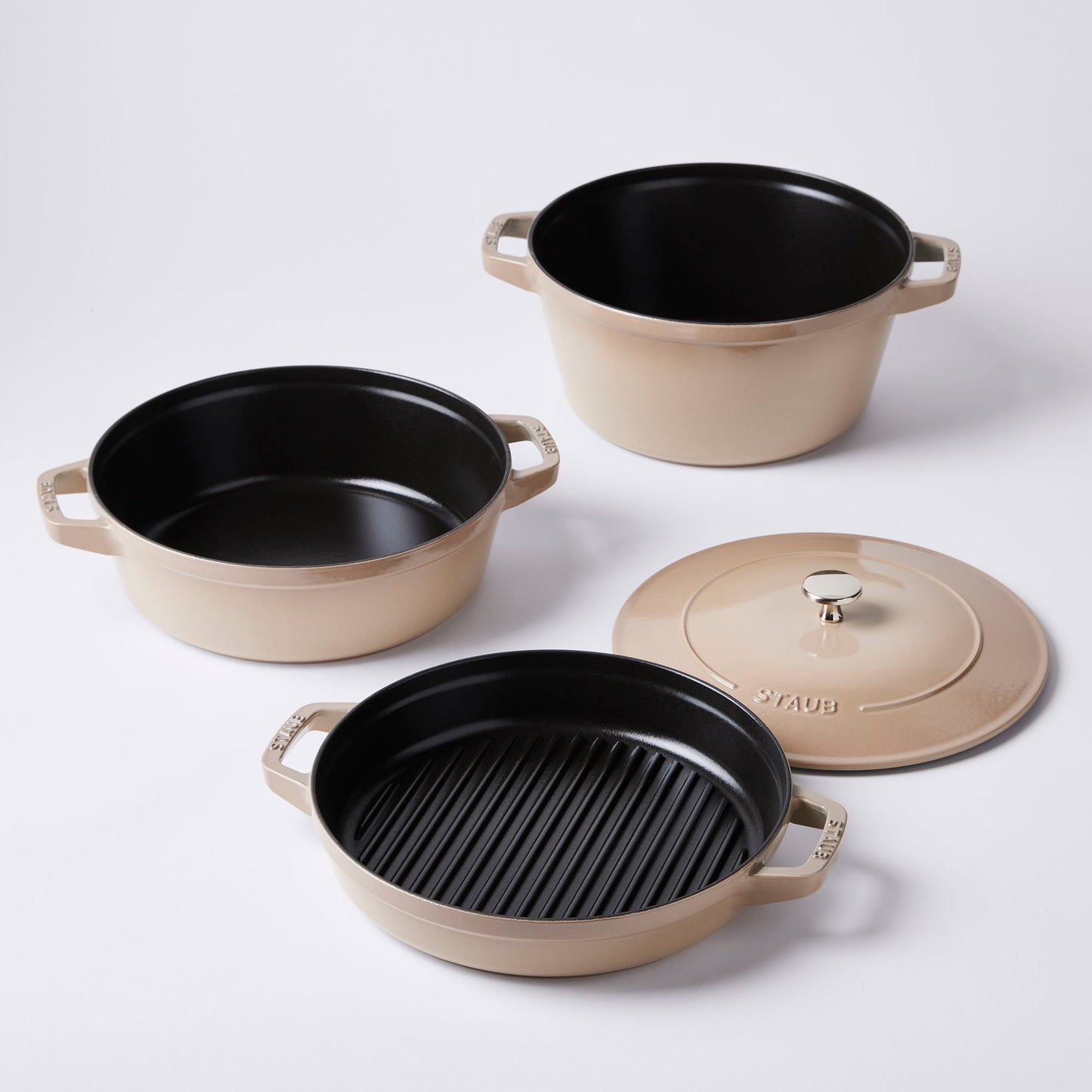 Staub Stackable 4-in-1 Cast-Iron Cookware Set