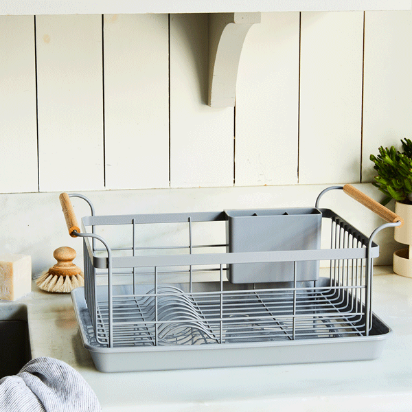 Wood-Handled Dish Rack