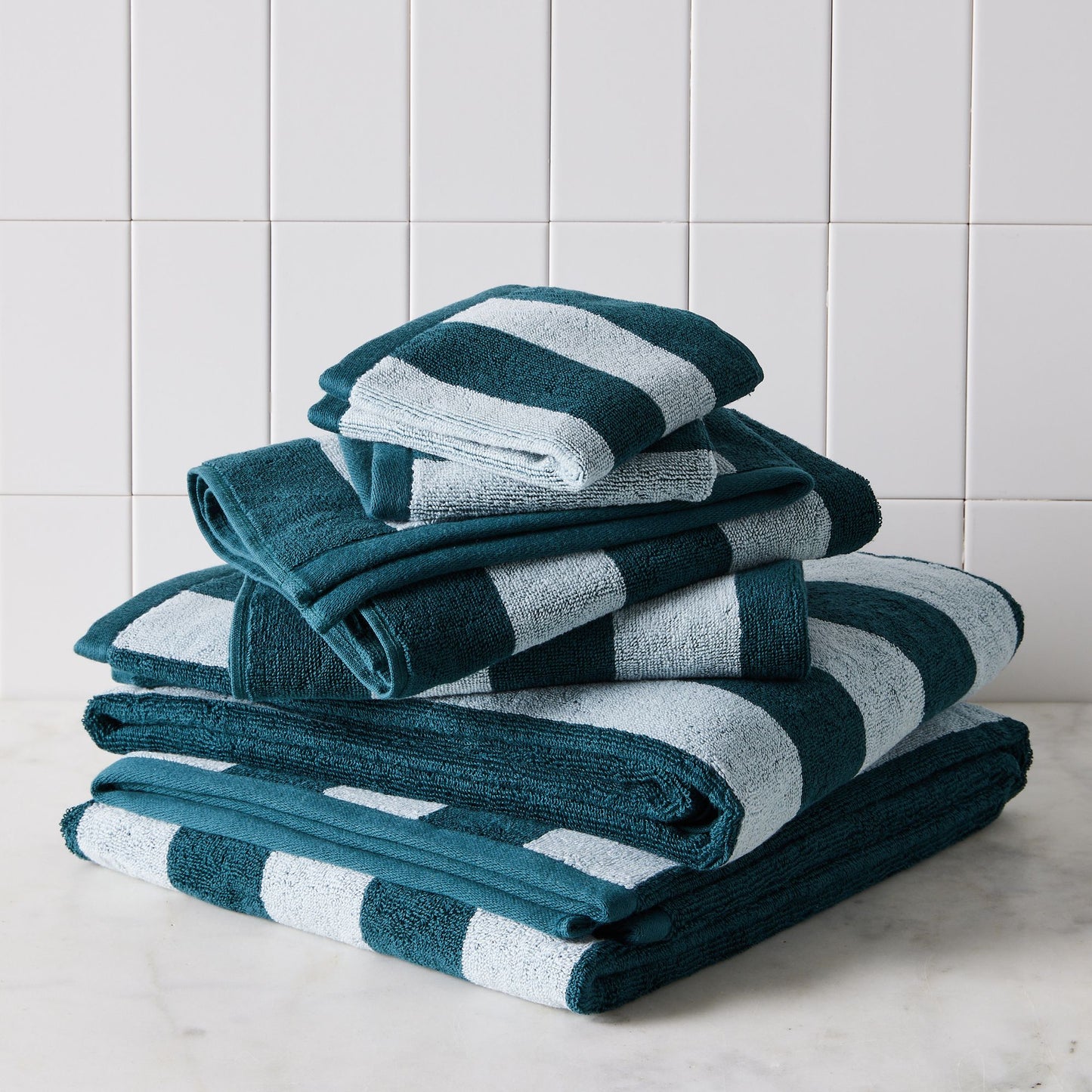 Striped Cotton Terry Bath Towels & Mats
