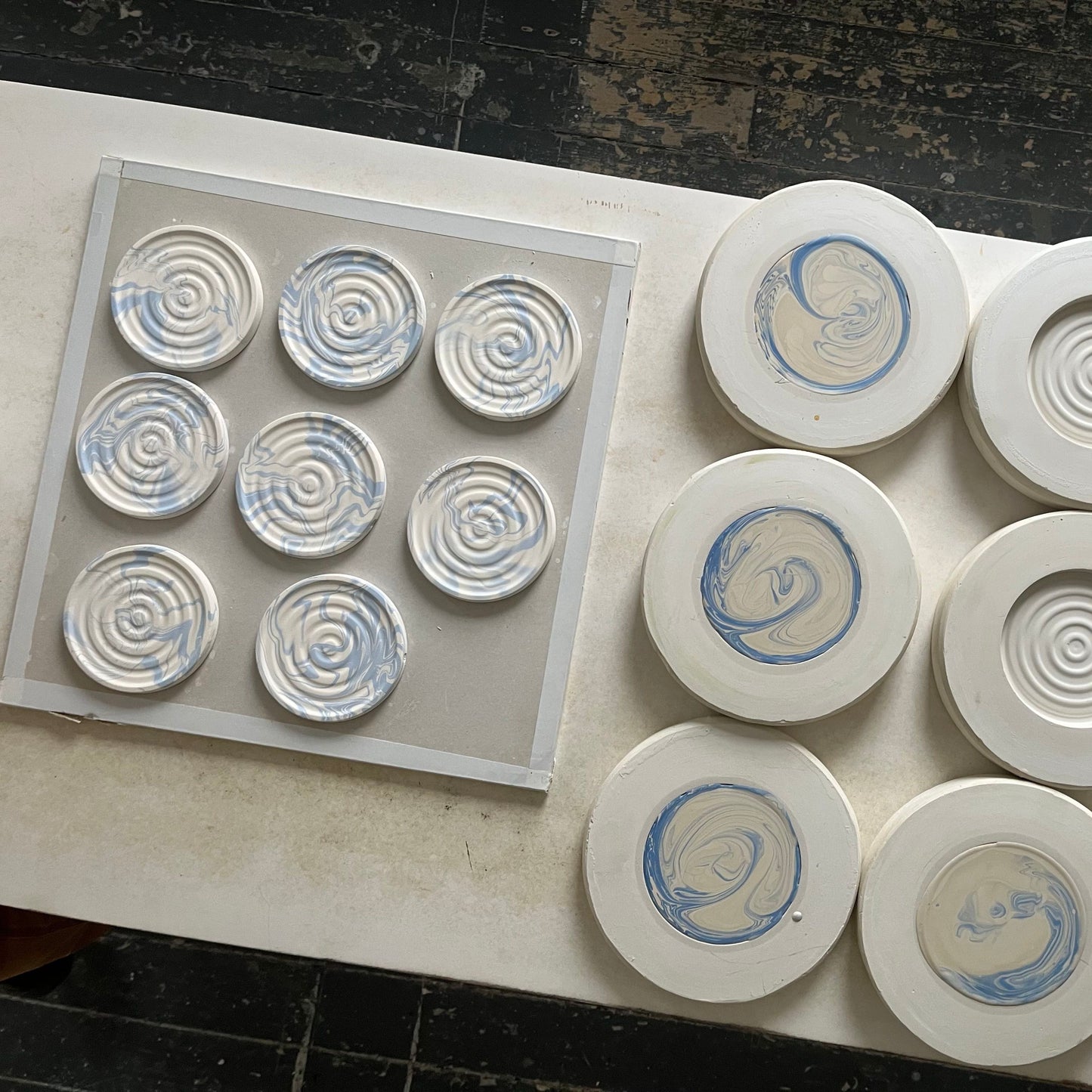 Handmade Marbled Porcelain Coasters, Set of 4 by Andrew Molleur