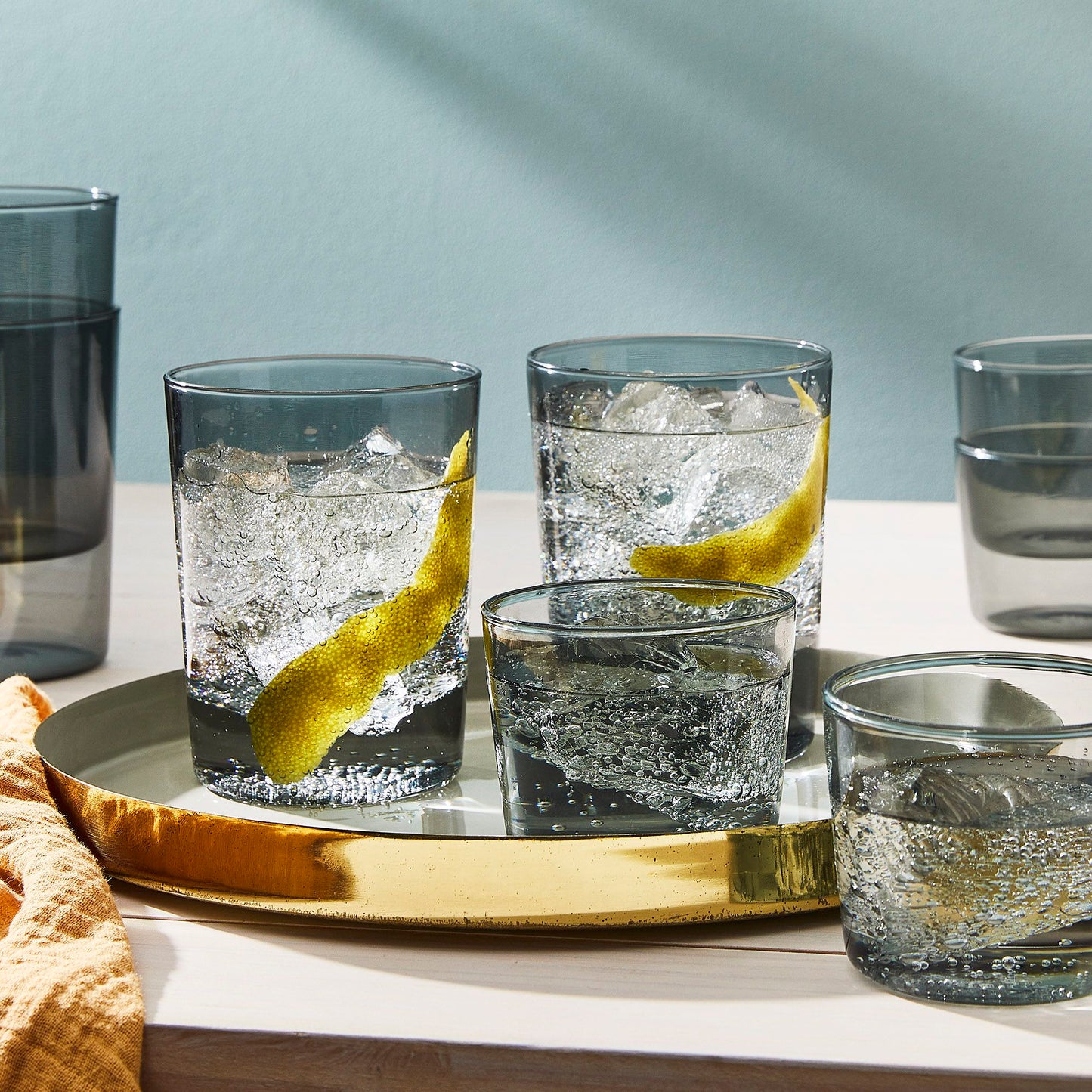 Essential Stackable Colored Glassware & Pitcher