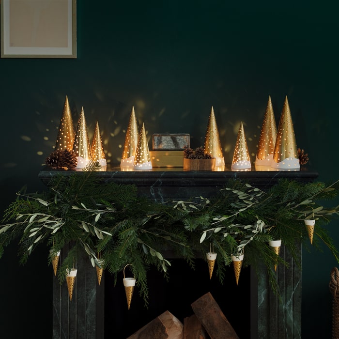 Kähler Nobili High Tealight Holder, Gold