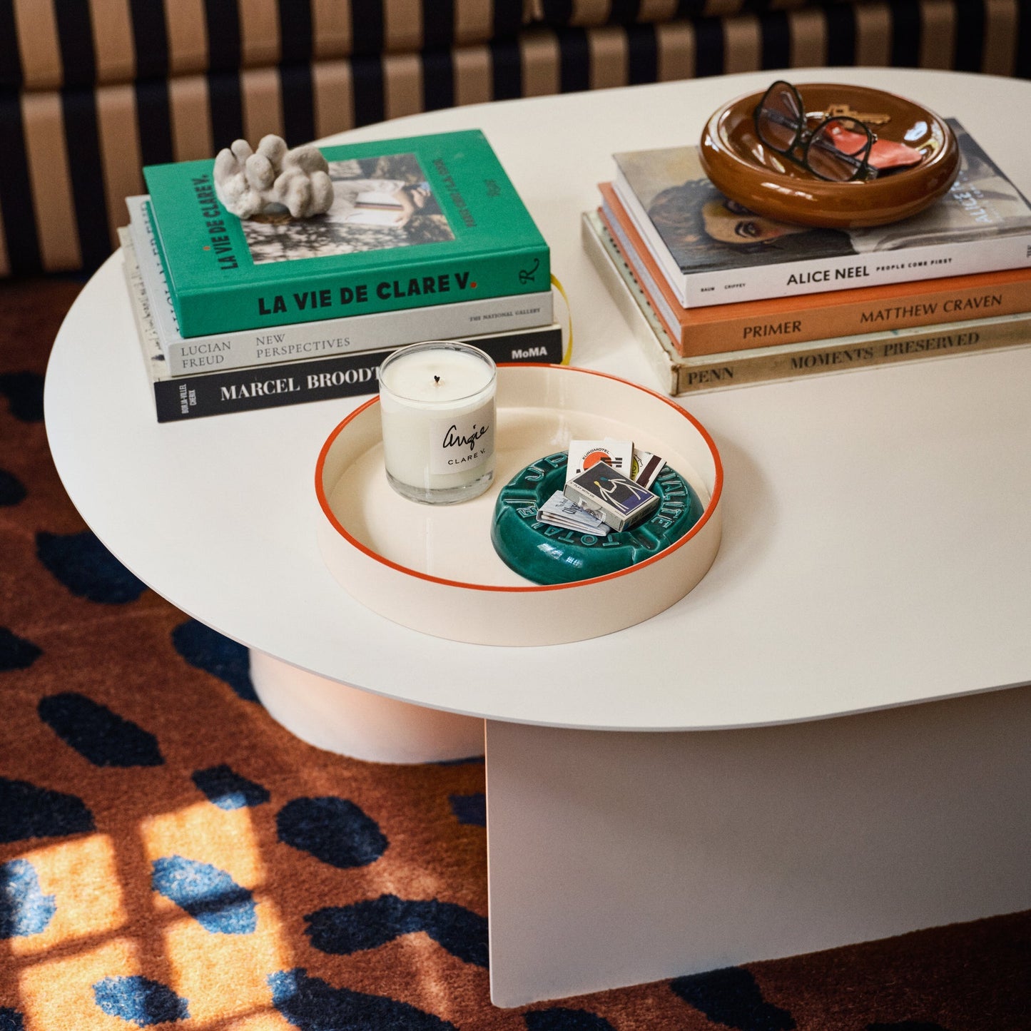 Schoolhouse x Clare V.® Sonia Round Lacquer Tray::persimmon-gloss::hover