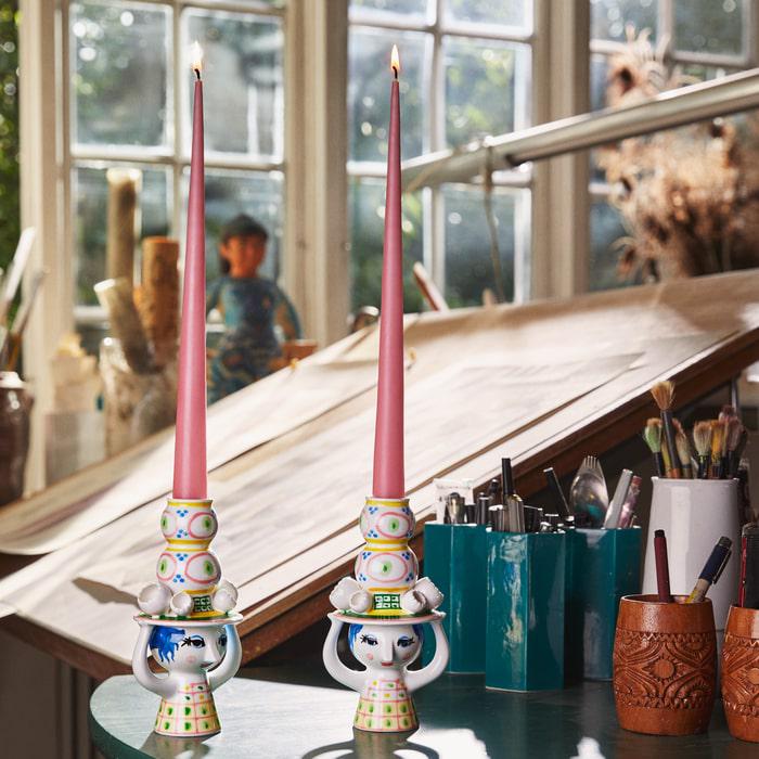 Bjørn Wiinblad Lady with Hat Candle Holder, Yellow