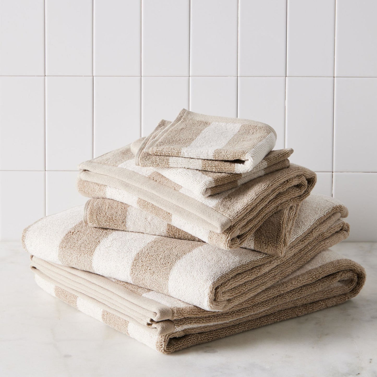 Striped Cotton Terry Bath Towels & Mats