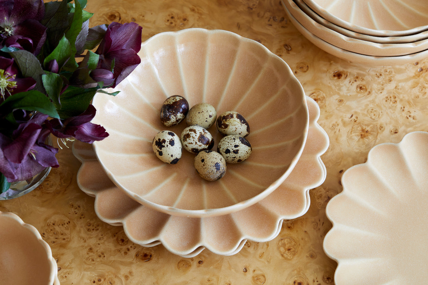 Dhalia Stoneware Dinner Plates, Set of 4 - Camel