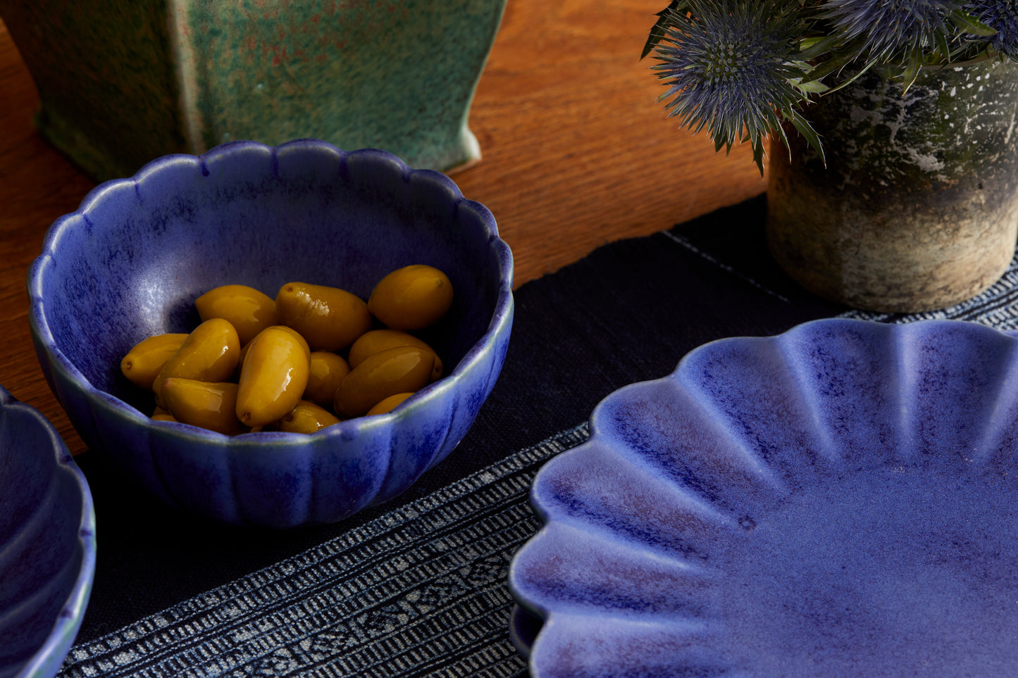 Dhalia Stoneware Dinner Plate, Set of 4 - Blue