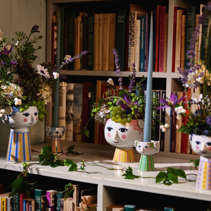 Bjørn Wiinblad Eva Flower Pot on Base, Pink & Yellow