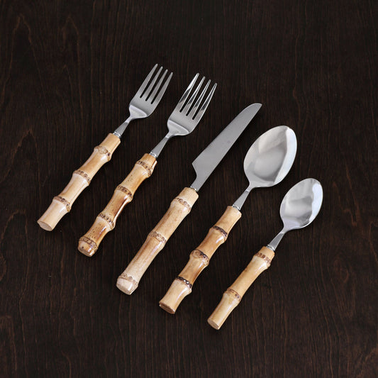 Vida Bamboo & Stainless-Steel II 5-Piece Flatware Set