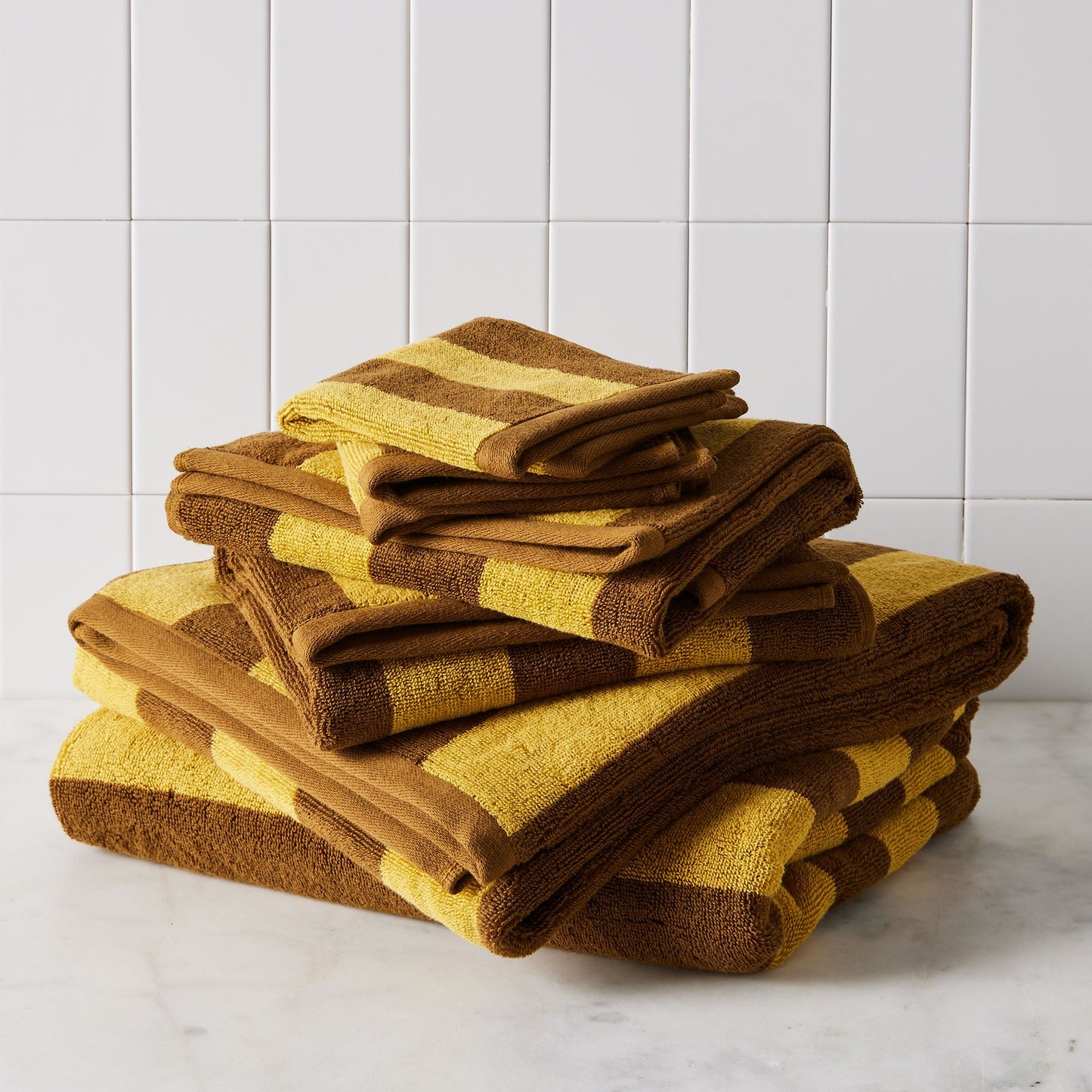 Striped Cotton Terry Bath Towels & Mats