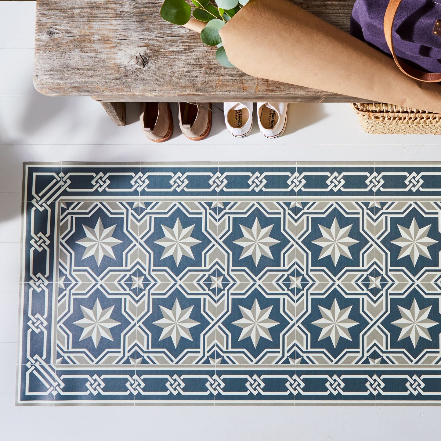 Mediterranean Vinyl Kitchen Floor Mats & Runners