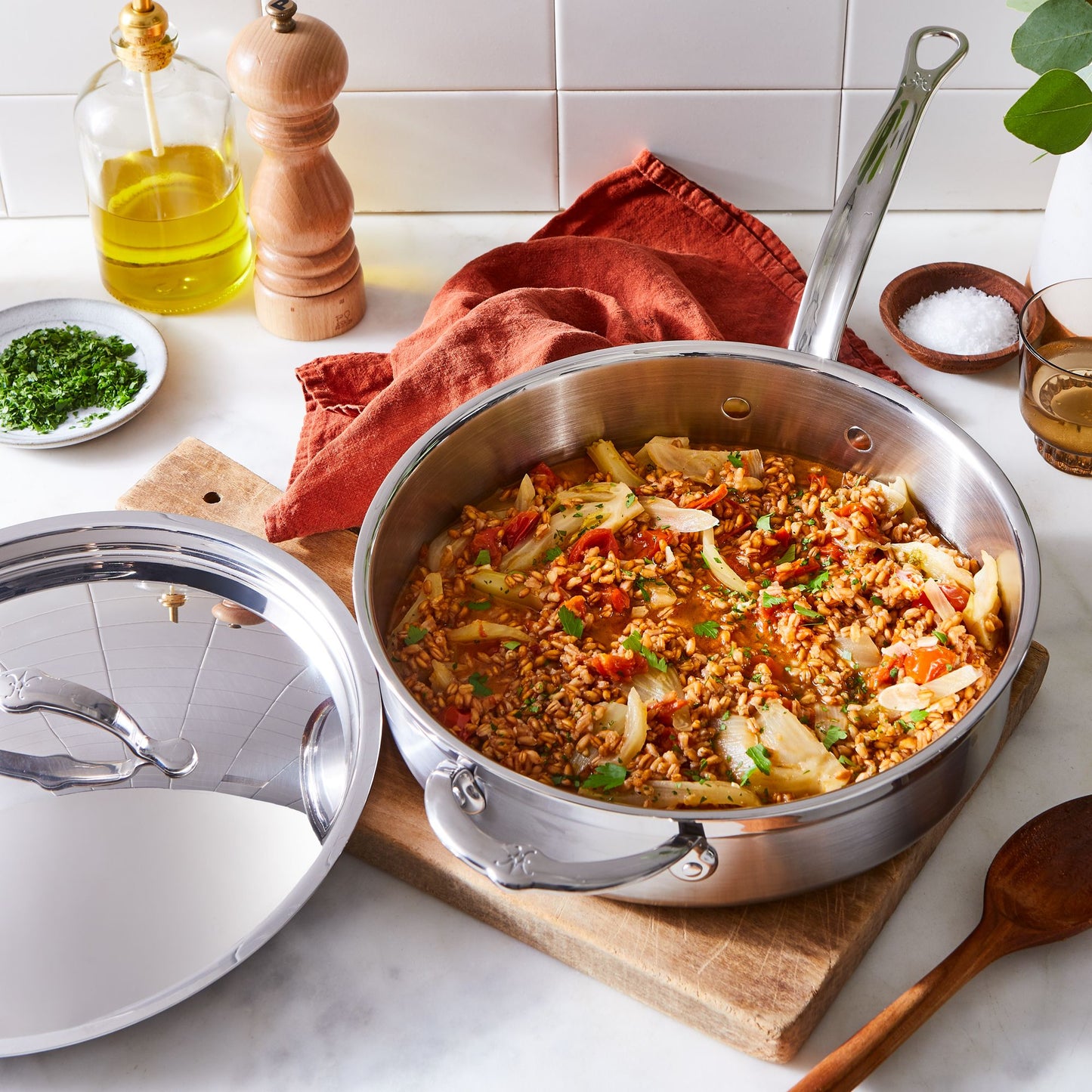 Hestan ProBond Forged Stainless-Steel Sauté Pan With Lid
