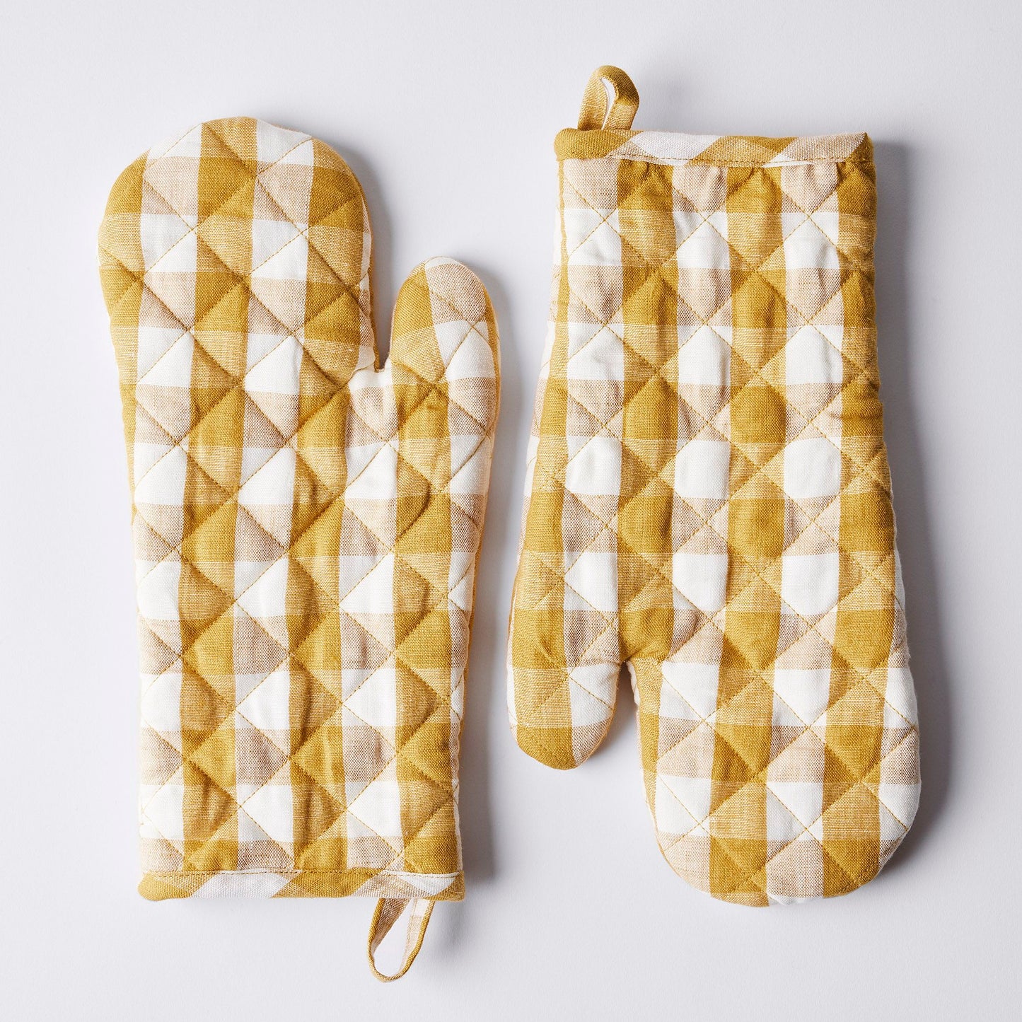 Food52 Gingham Linen Oven Mitts, Set of 2