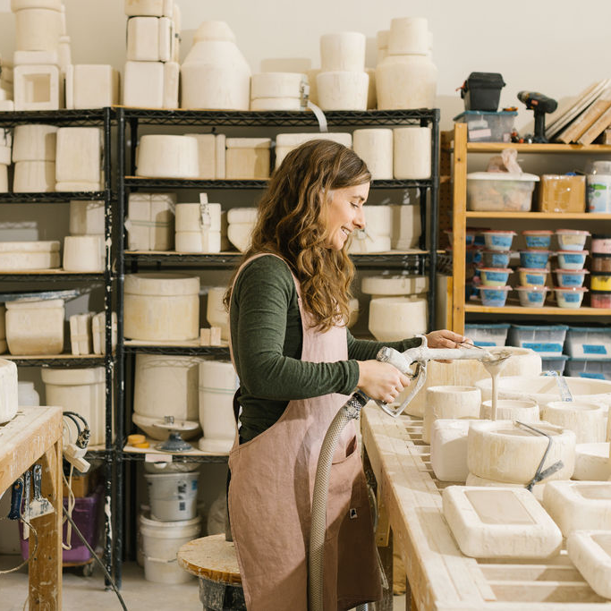 Handmade Ceramic Pinstripe Pitcher by Elizabeth Benotti