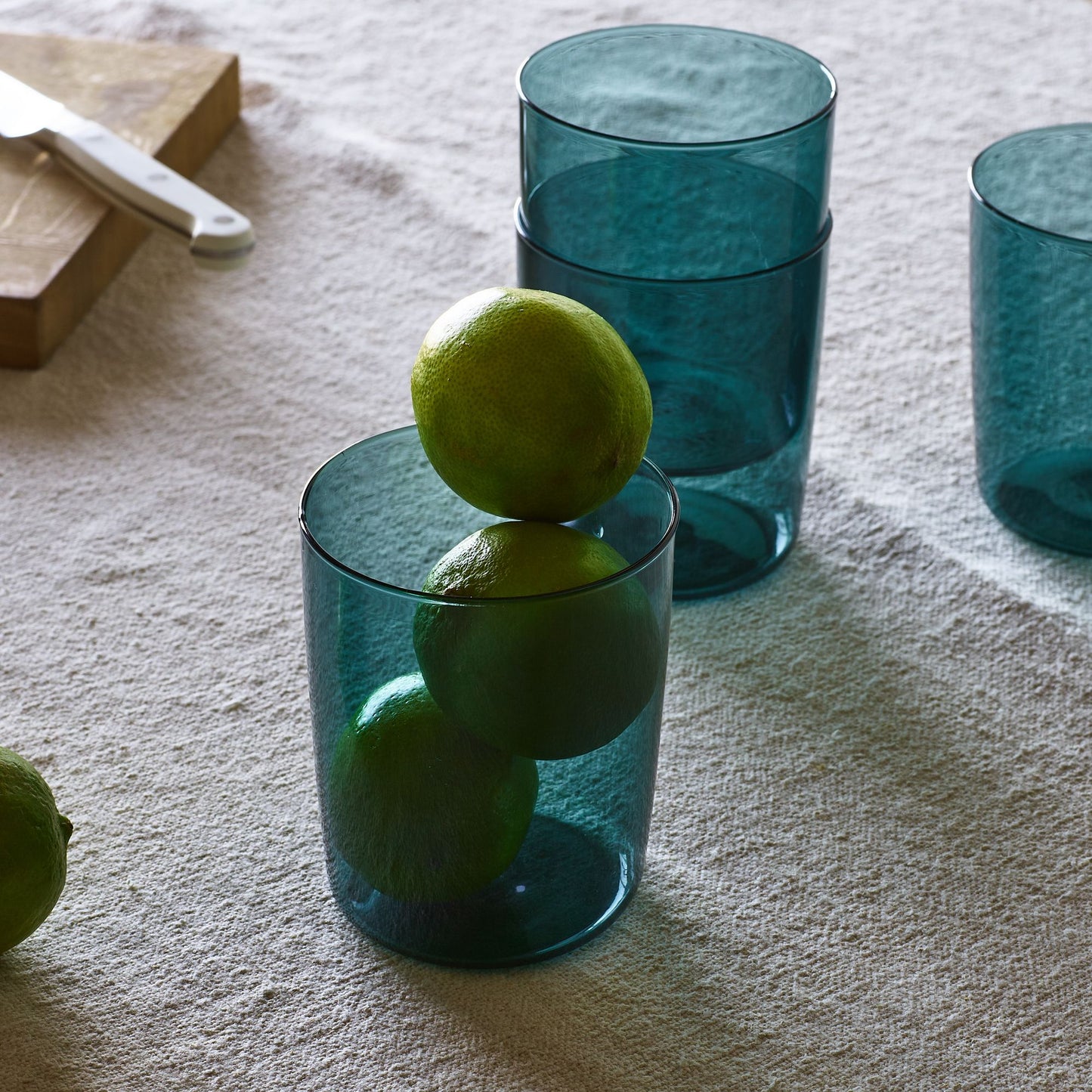 Essential Stackable Colored Glassware & Pitcher