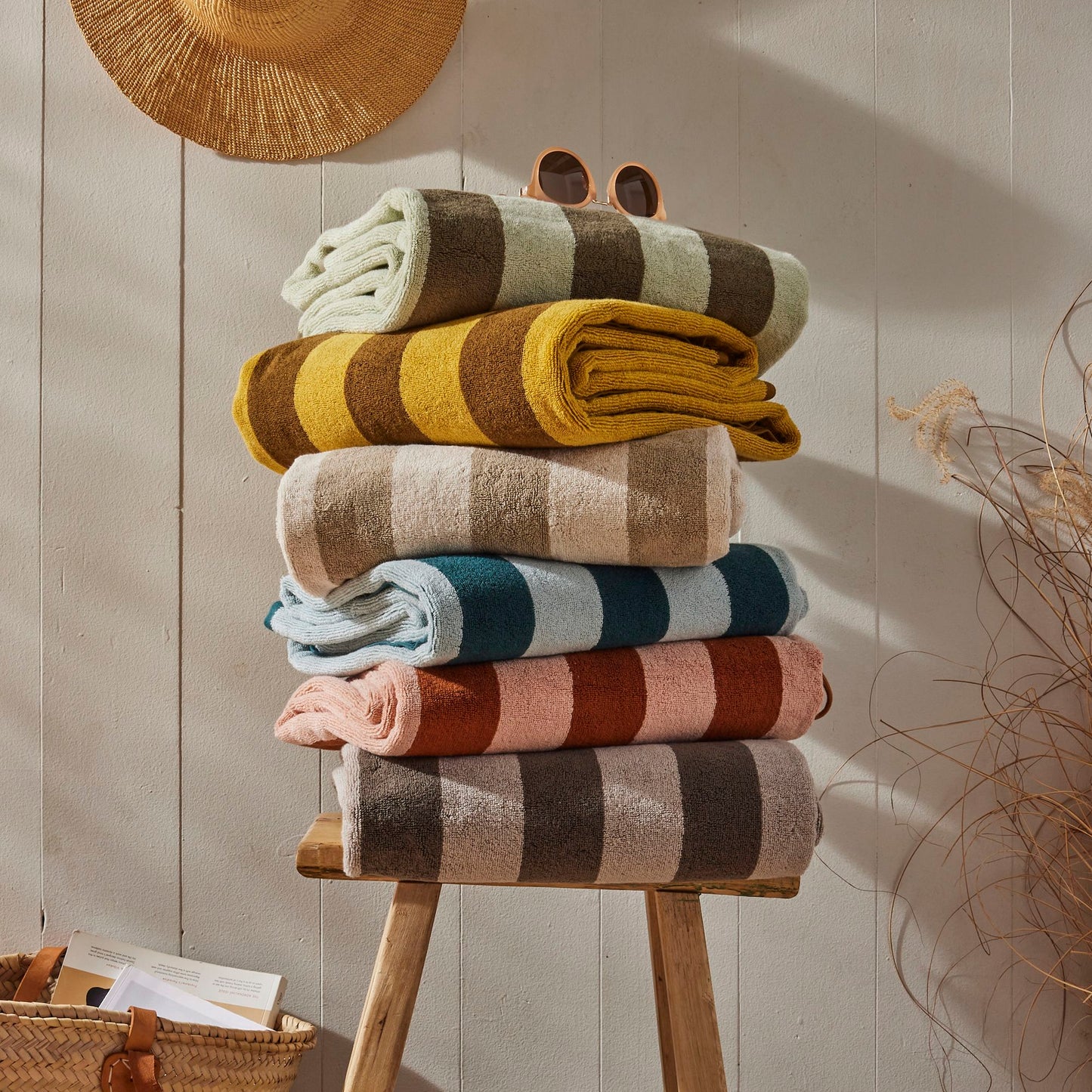 Striped Cotton Terry Bath Towels & Mats