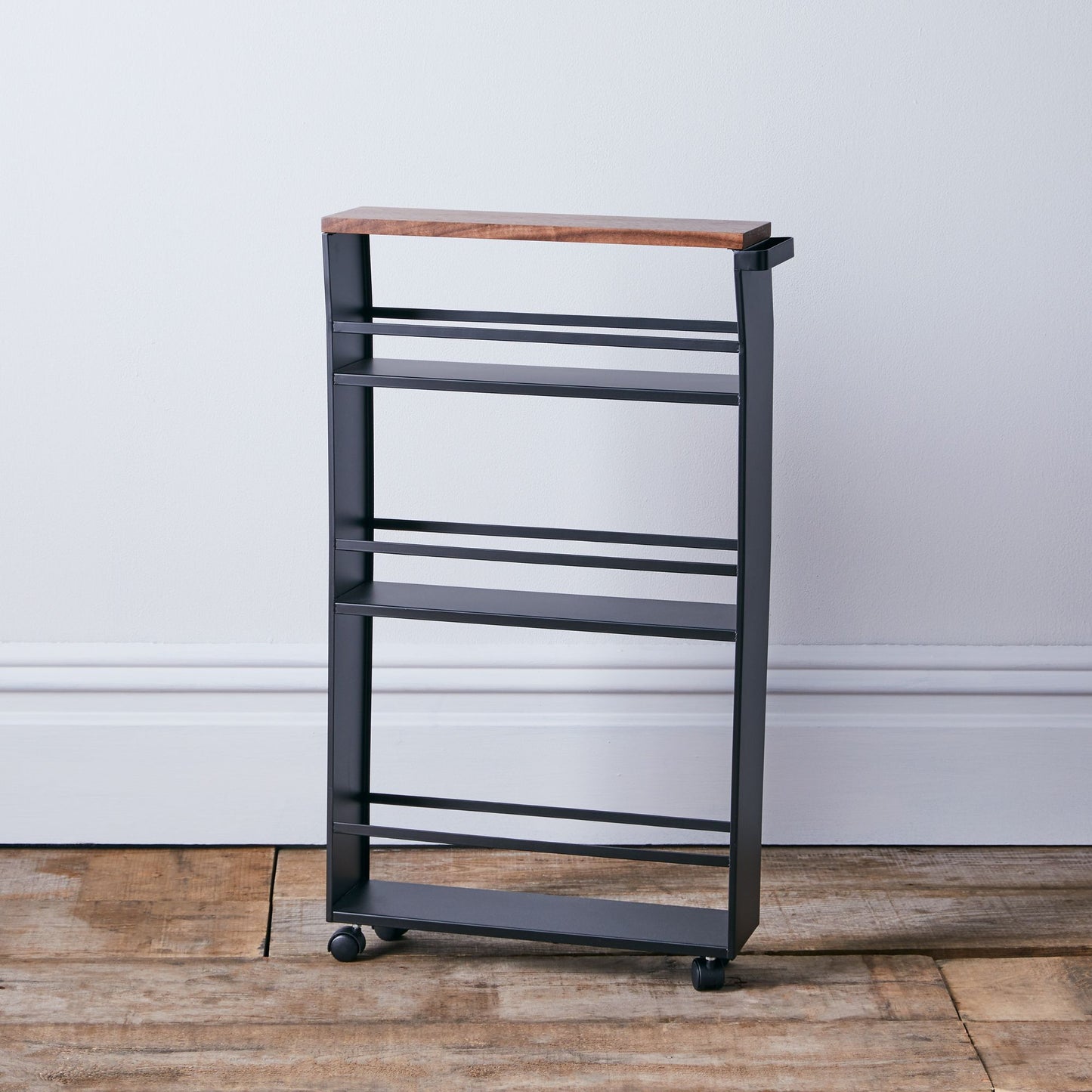 Steel & Wood Top Narrow Rolling Storage Cart