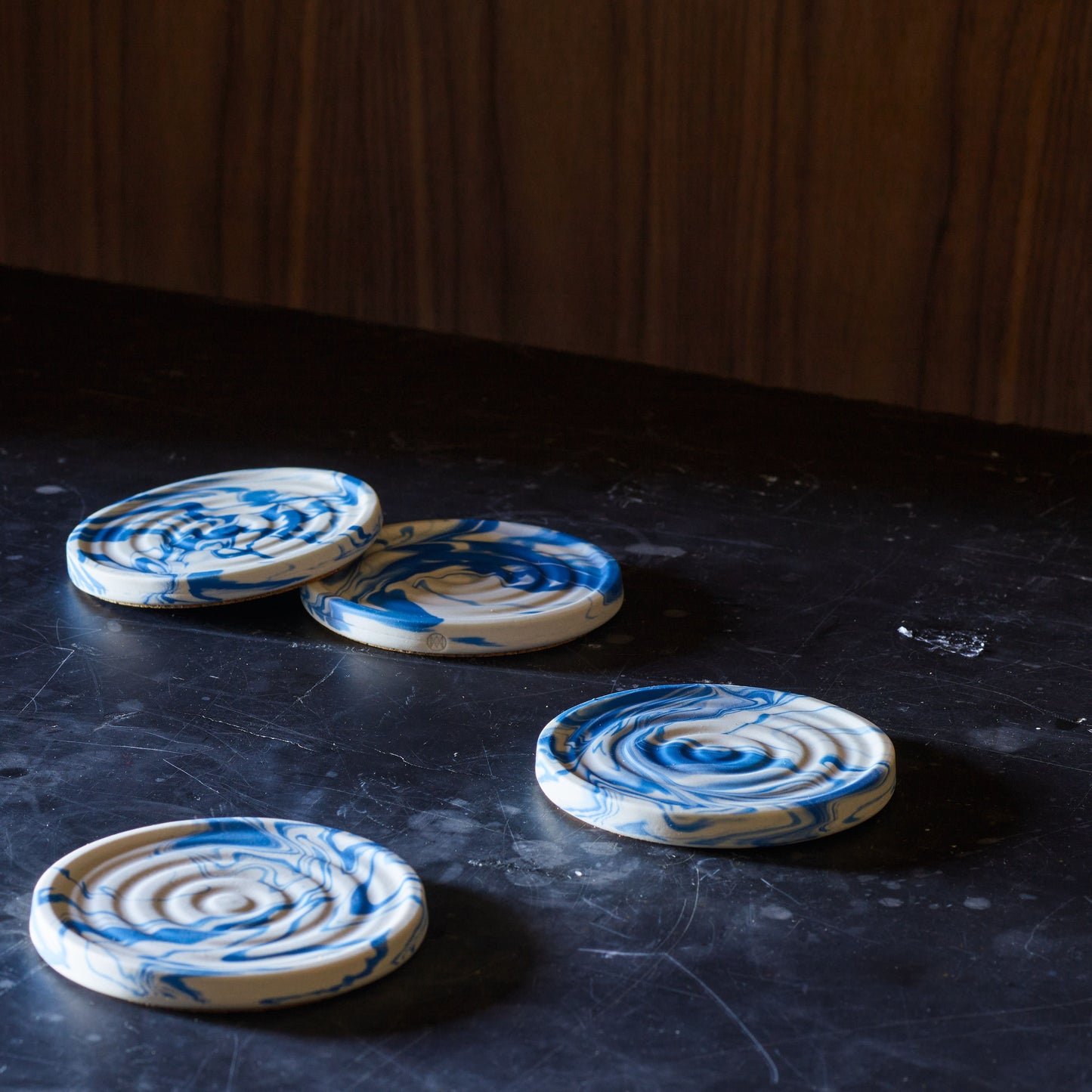 Handmade Marbled Porcelain Coasters, Set of 4 by Andrew Molleur